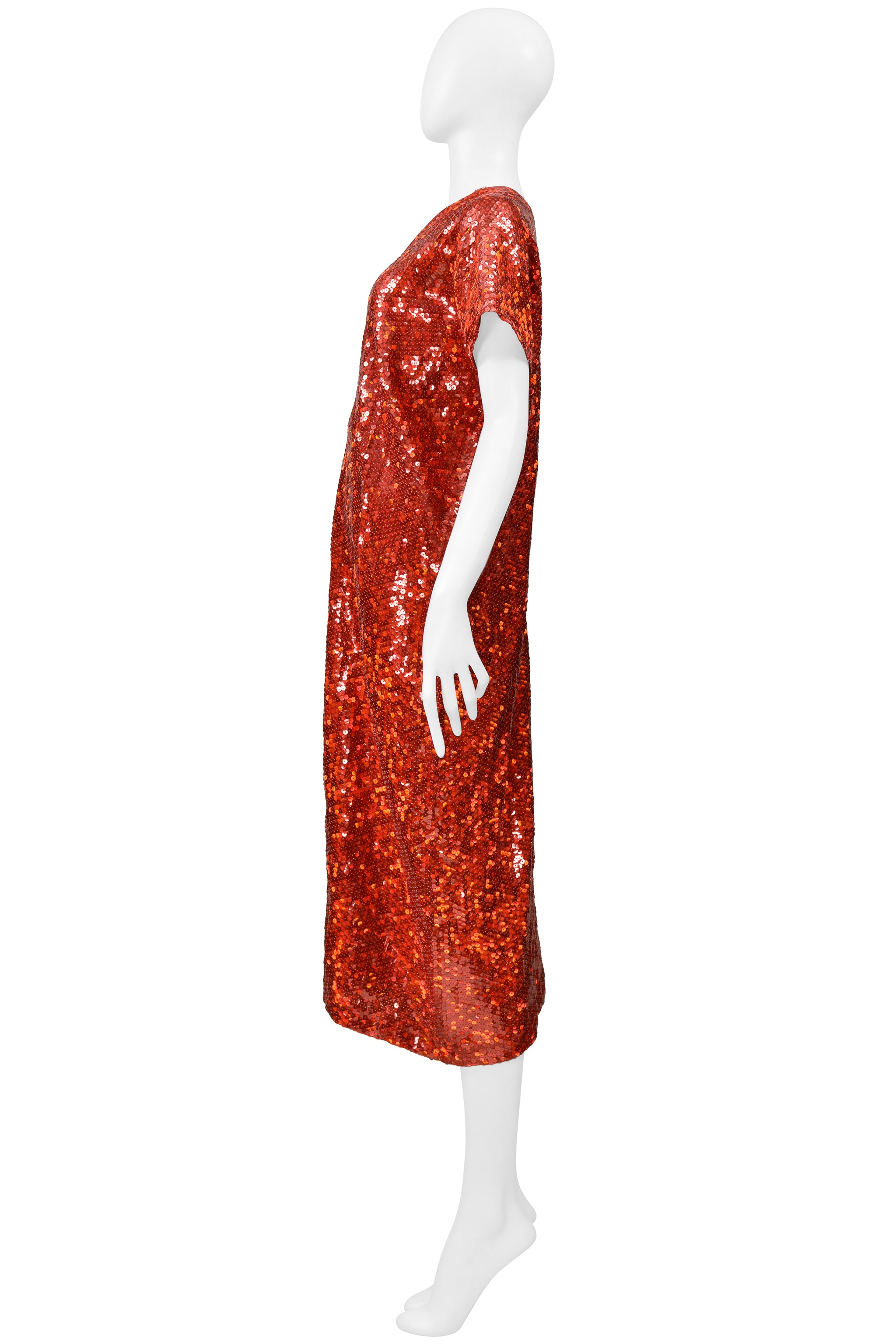 COMME DES GARCONS RED SEQUIN ASYMMETRICAL COCKTAIL DRESS 2000