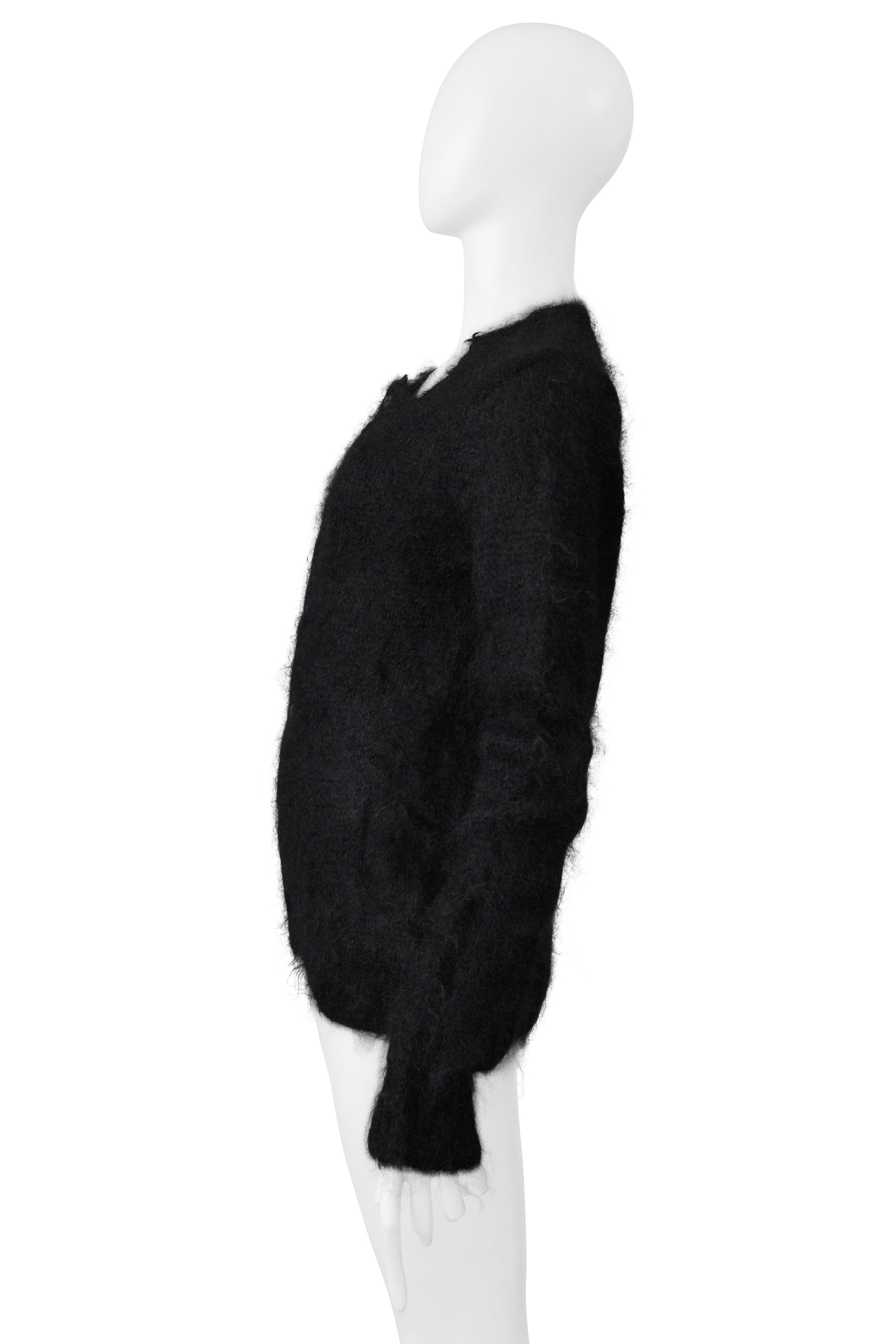 COMME DES GARCONS BLACK DISTRESSED MOHAIR CARDIGAN SWEATER 2001-02