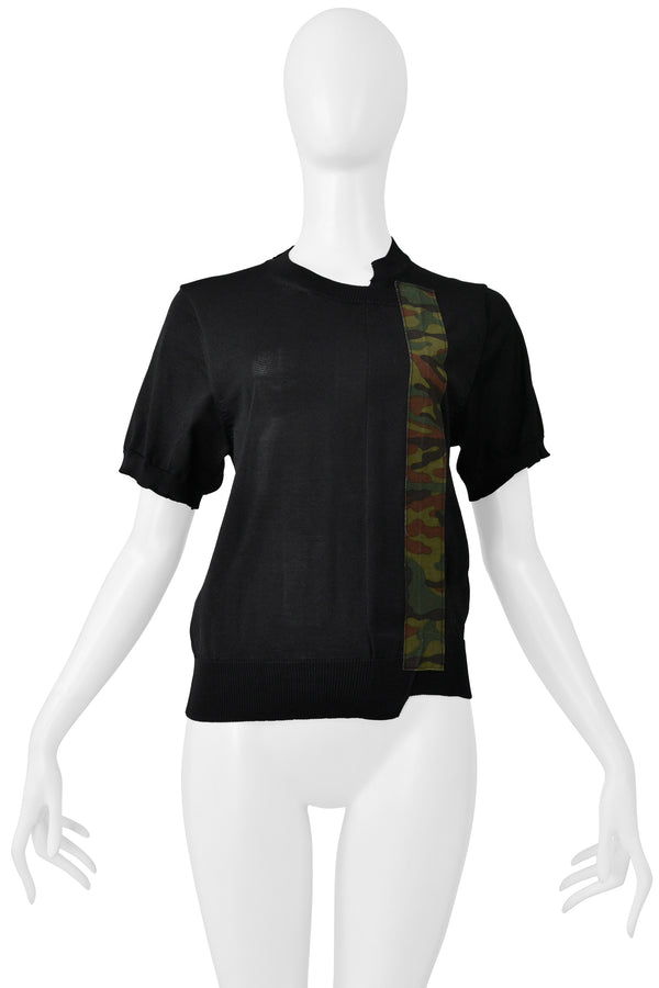 COMME DES GARCONS BLACK SWEATER WITH CAMO STRIPE 2001