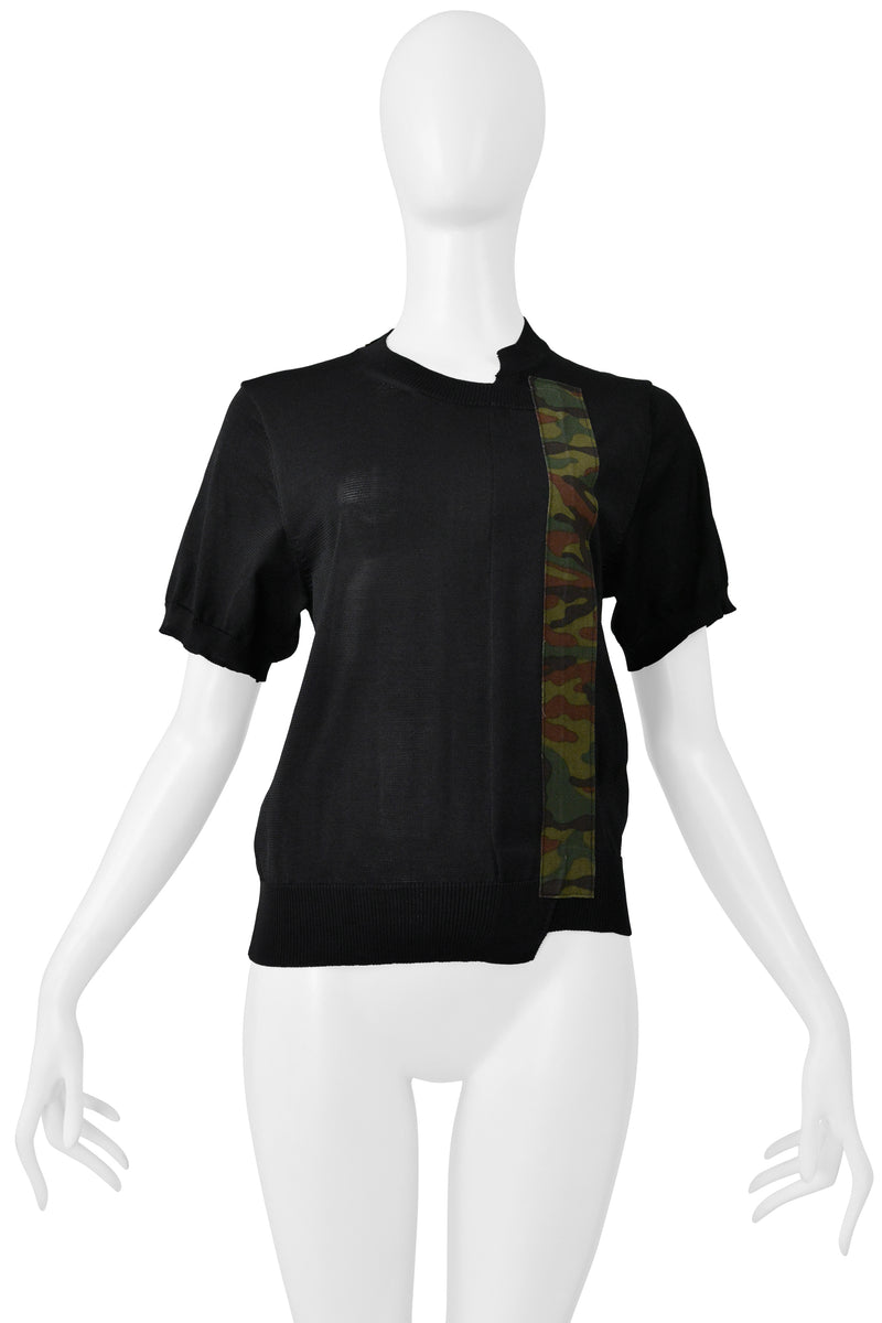 COMME DES GARCONS BLACK SWEATER WITH CAMO STRIPE 2001