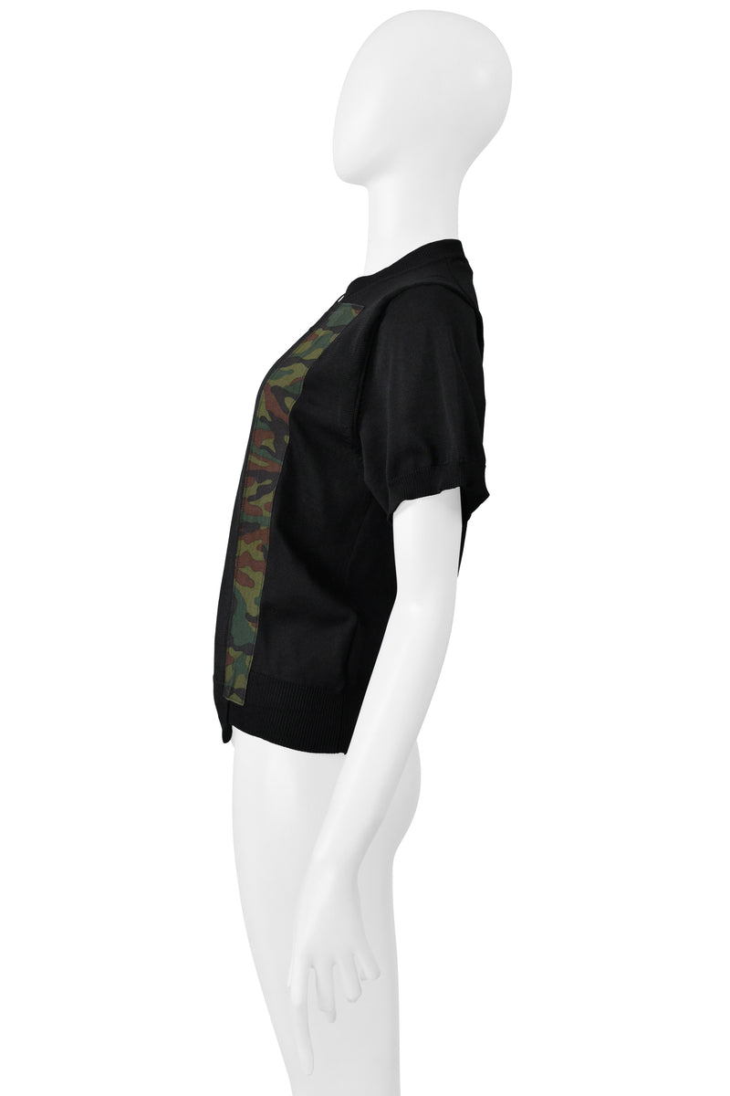 COMME DES GARCONS BLACK SWEATER WITH CAMO STRIPE 2001