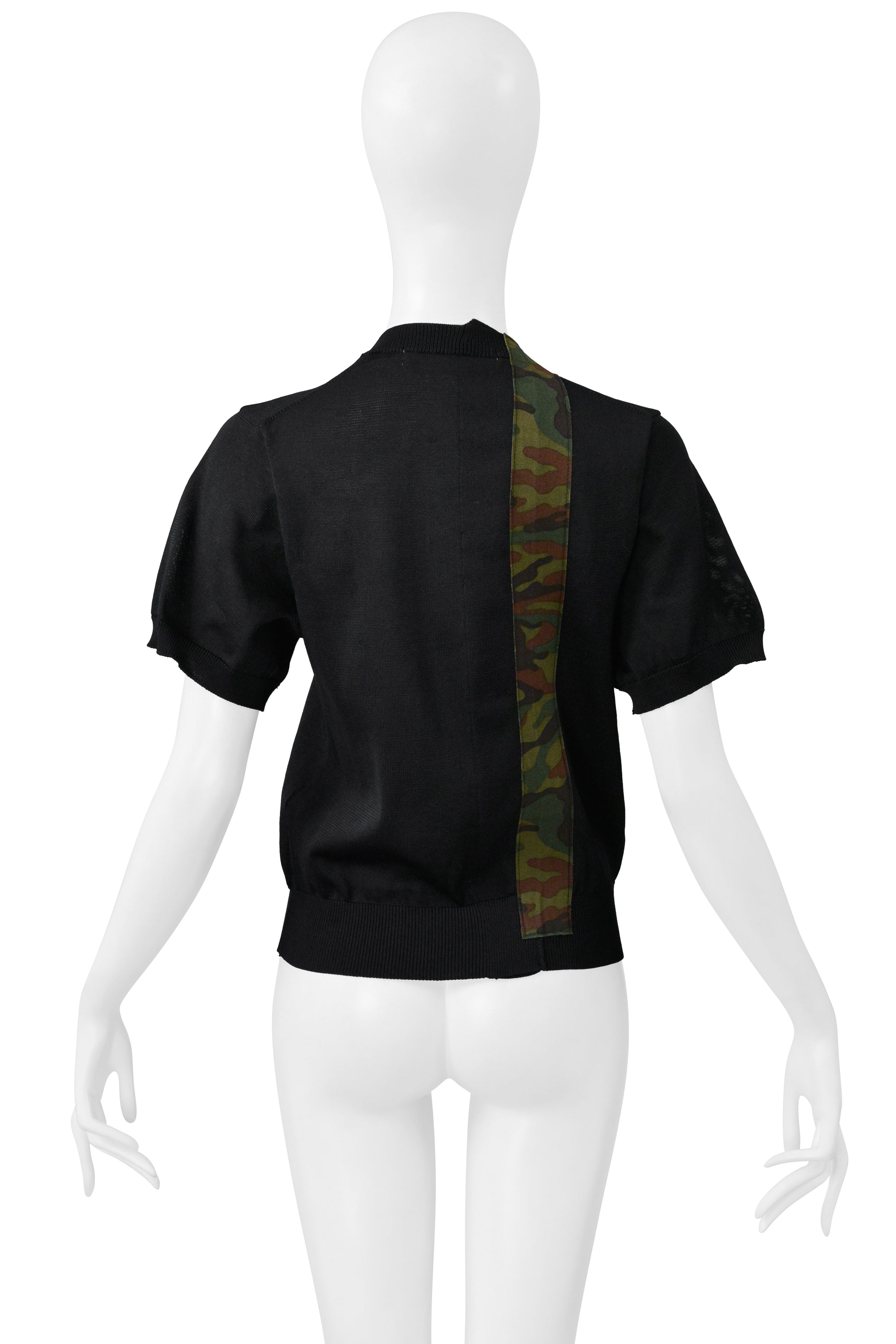 COMME DES GARCONS BLACK SWEATER WITH CAMO STRIPE 2001