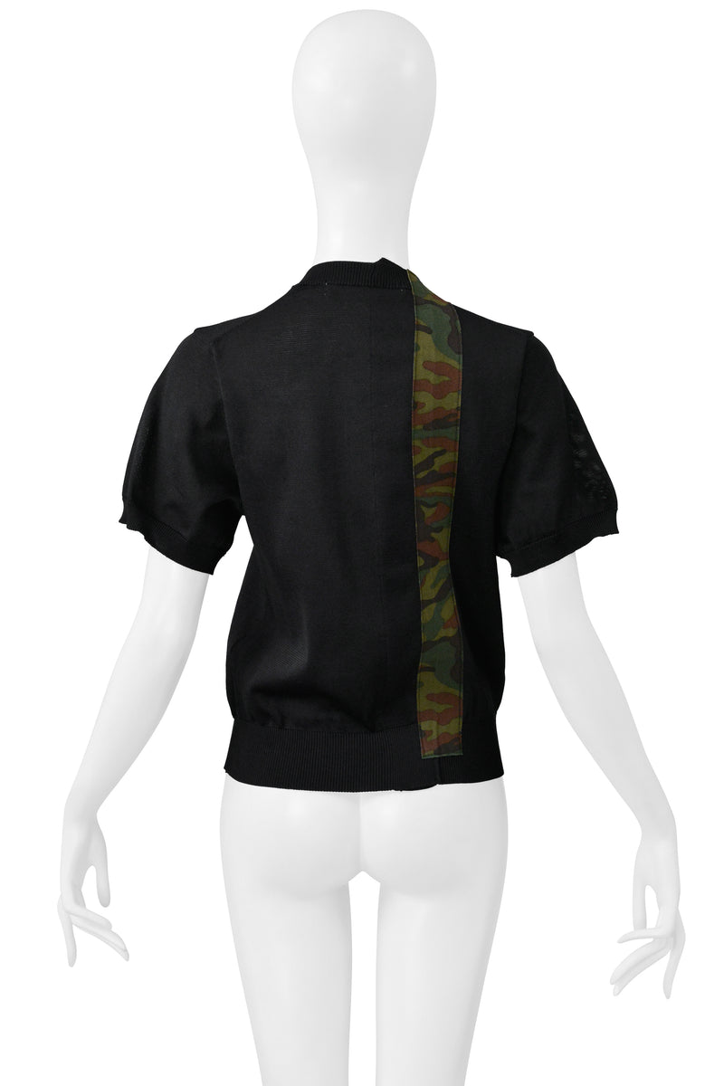 COMME DES GARCONS BLACK SWEATER WITH CAMO STRIPE 2001