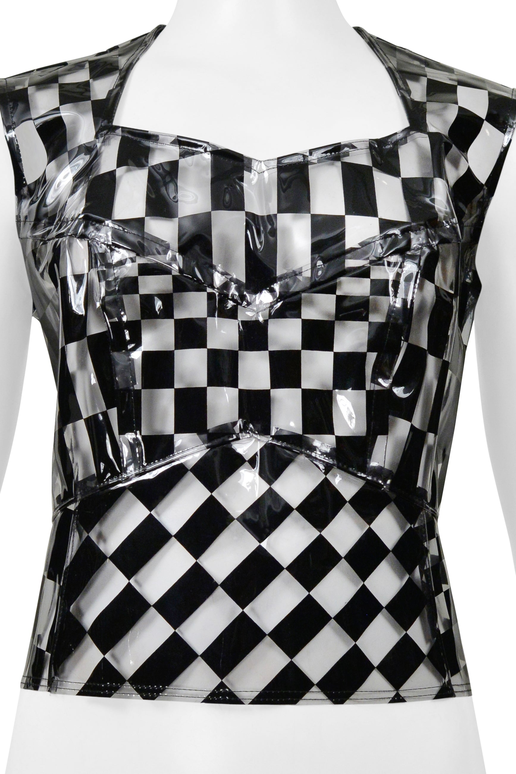 COMME DES GARÇONS OPTICAL SHOCK VINYL CHECKERBOARD CORSET TOP 2001