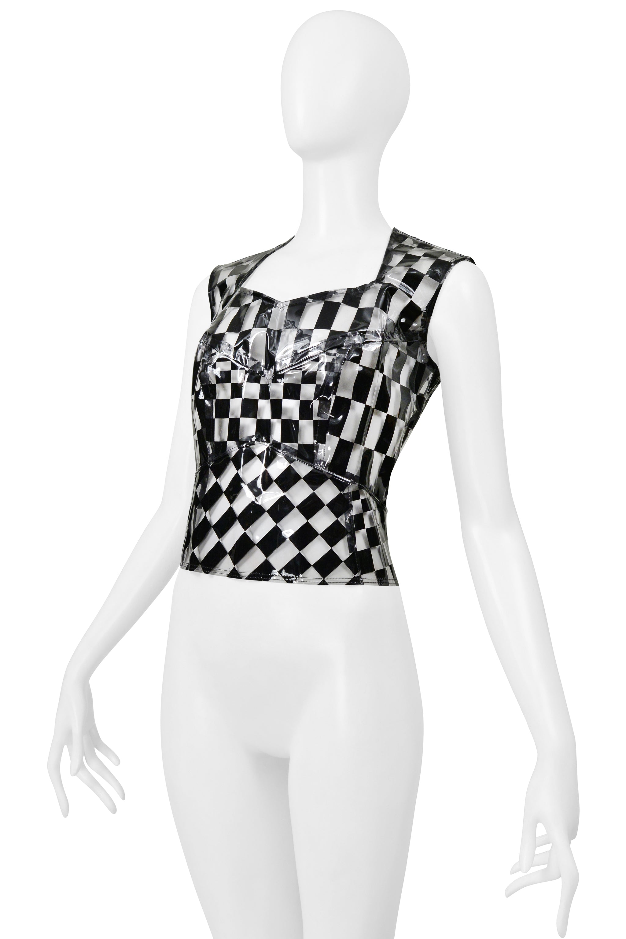 COMME DES GARÇONS OPTICAL SHOCK VINYL CHECKERBOARD CORSET TOP 2001