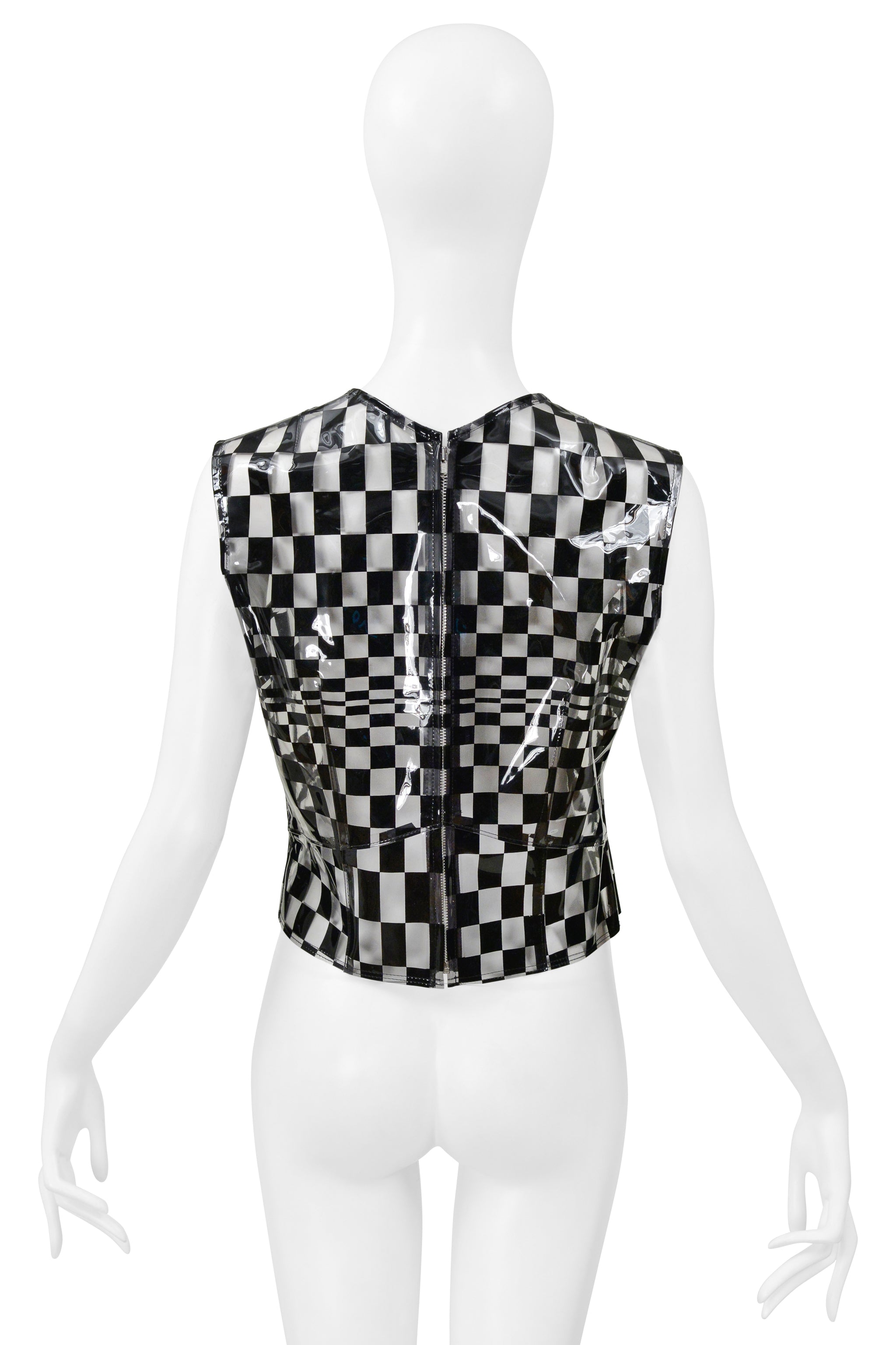 COMME DES GARÇONS OPTICAL SHOCK VINYL CHECKERBOARD CORSET TOP 2001