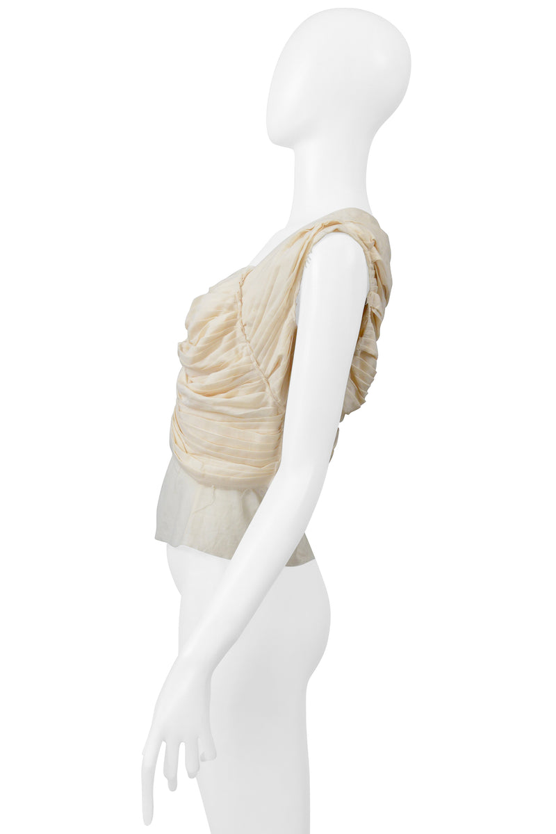 COMME DES GARCONS OPTICAL SHOCK OFF-WHITE  RUCHED CORSET TOP 2001