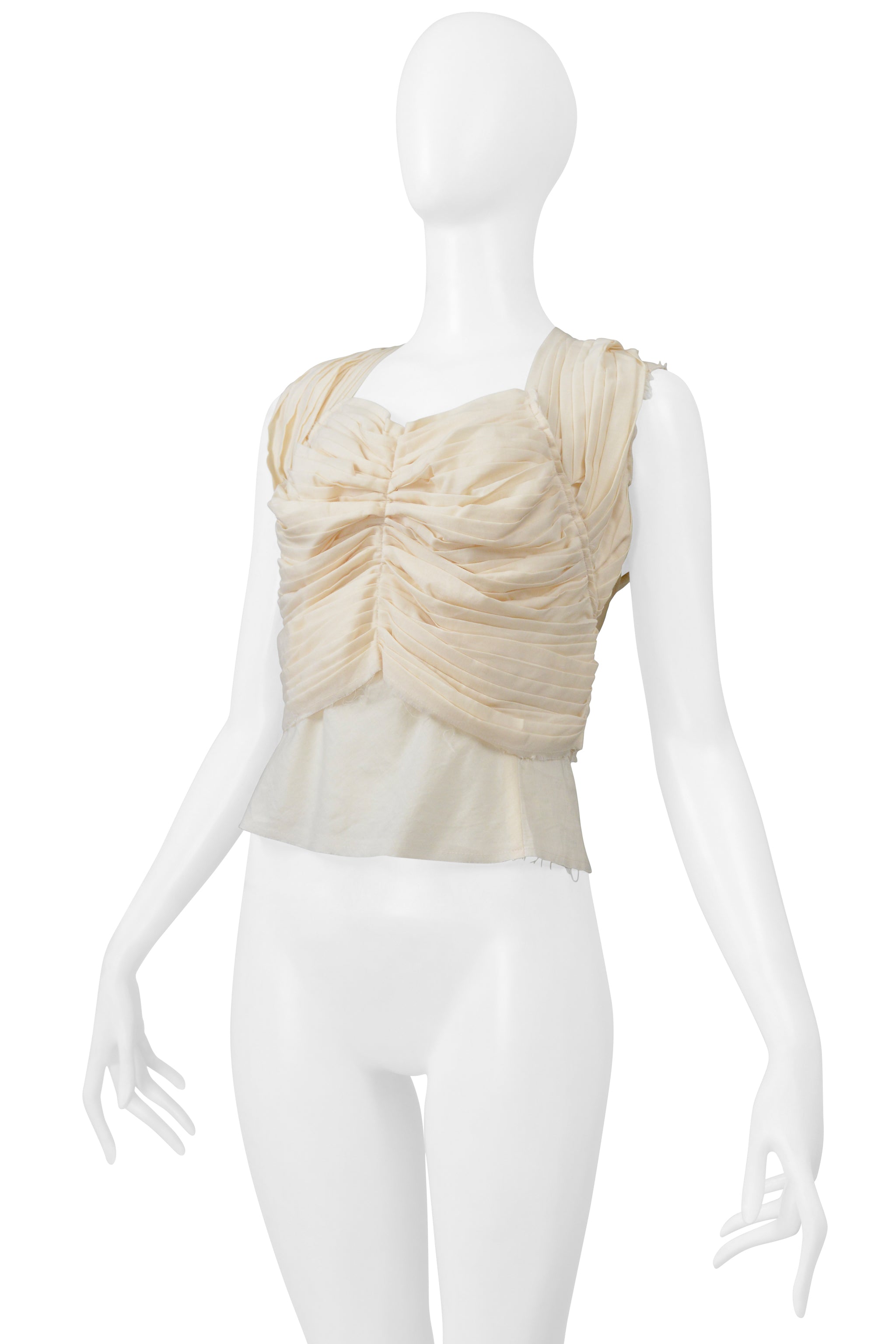 COMME DES GARCONS OPTICAL SHOCK OFF-WHITE  RUCHED CORSET TOP 2001