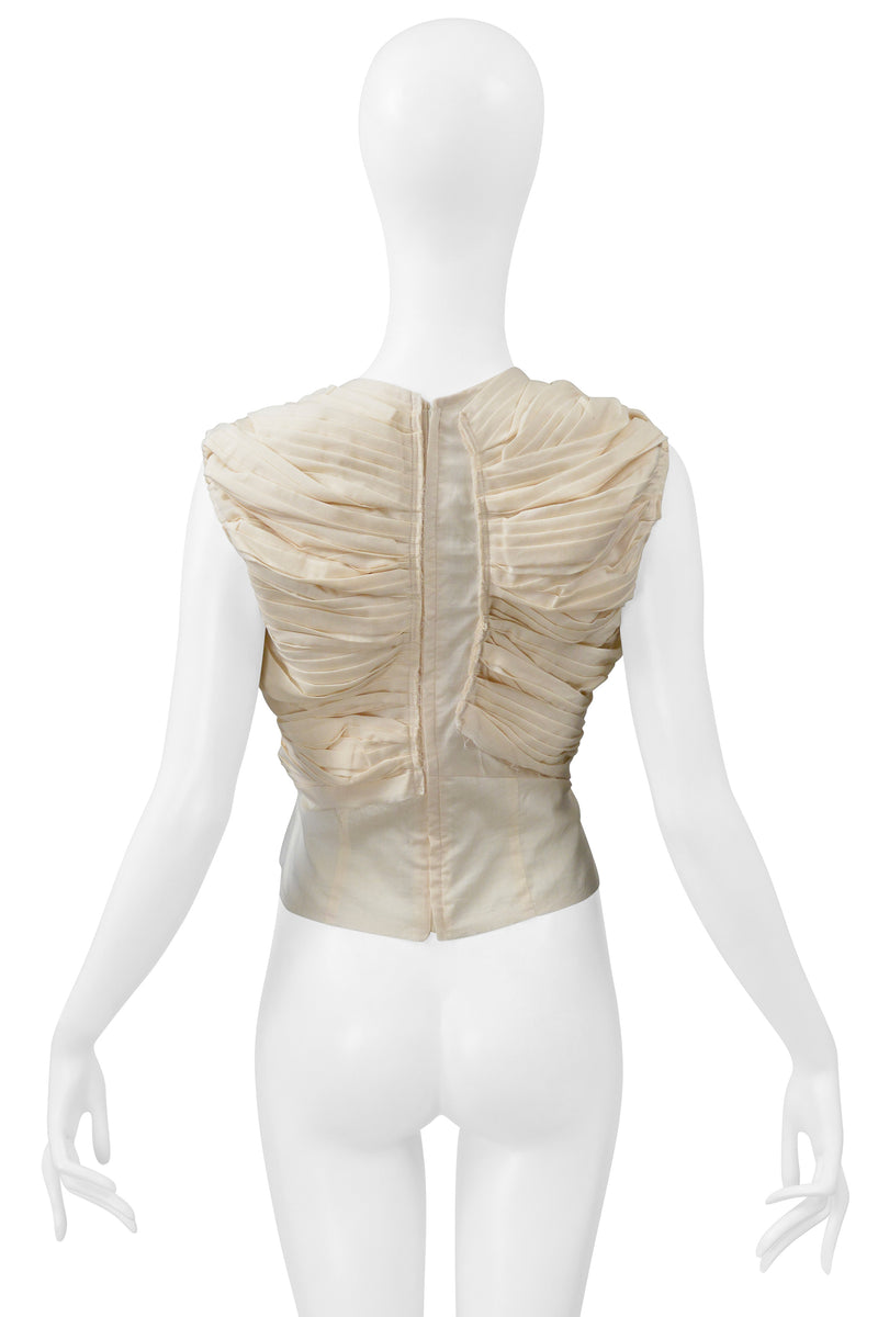 COMME DES GARCONS OPTICAL SHOCK OFF-WHITE  RUCHED CORSET TOP 2001