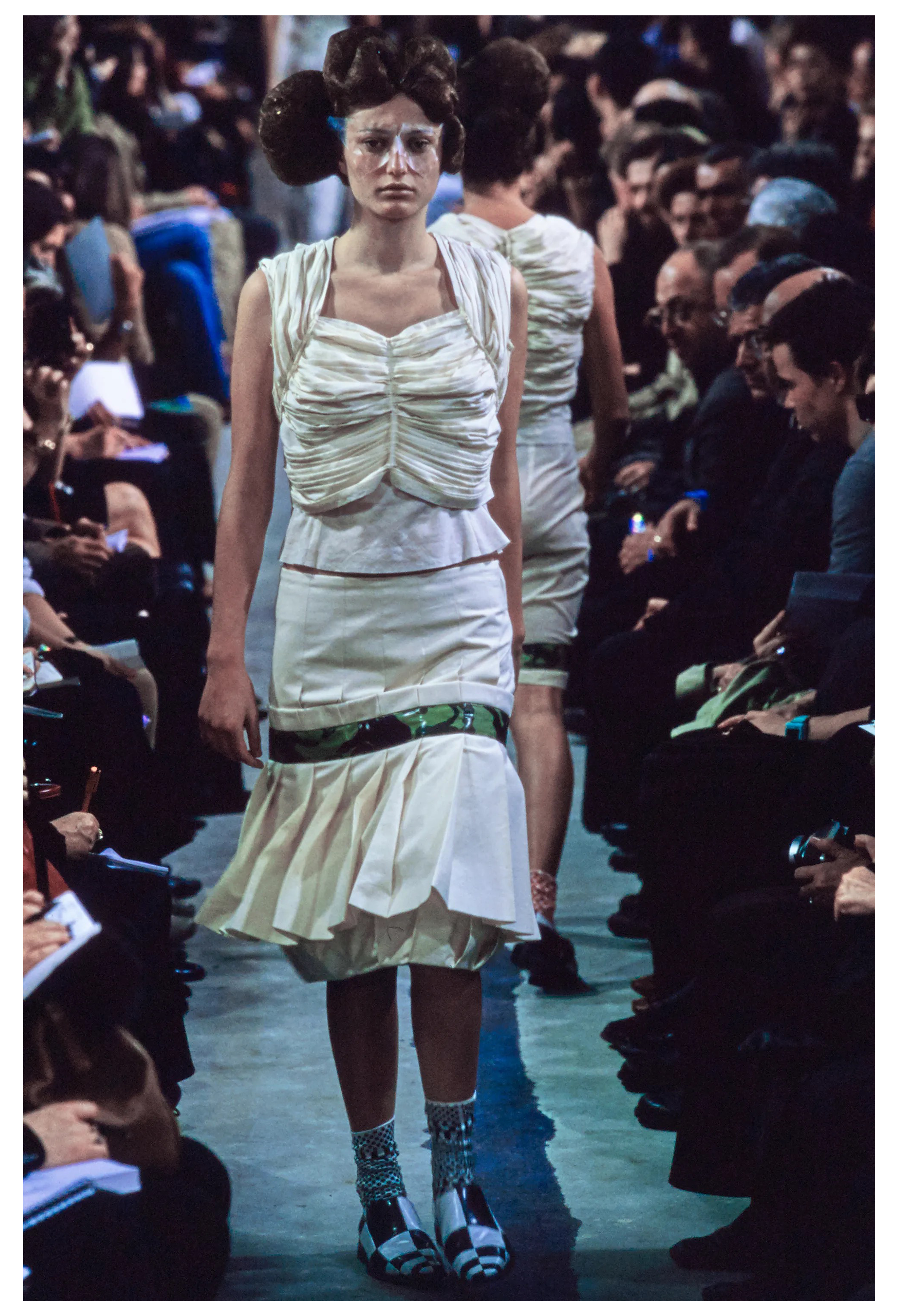 COMME DES GARCONS OPTICAL SHOCK OFF-WHITE  RUCHED CORSET TOP 2001