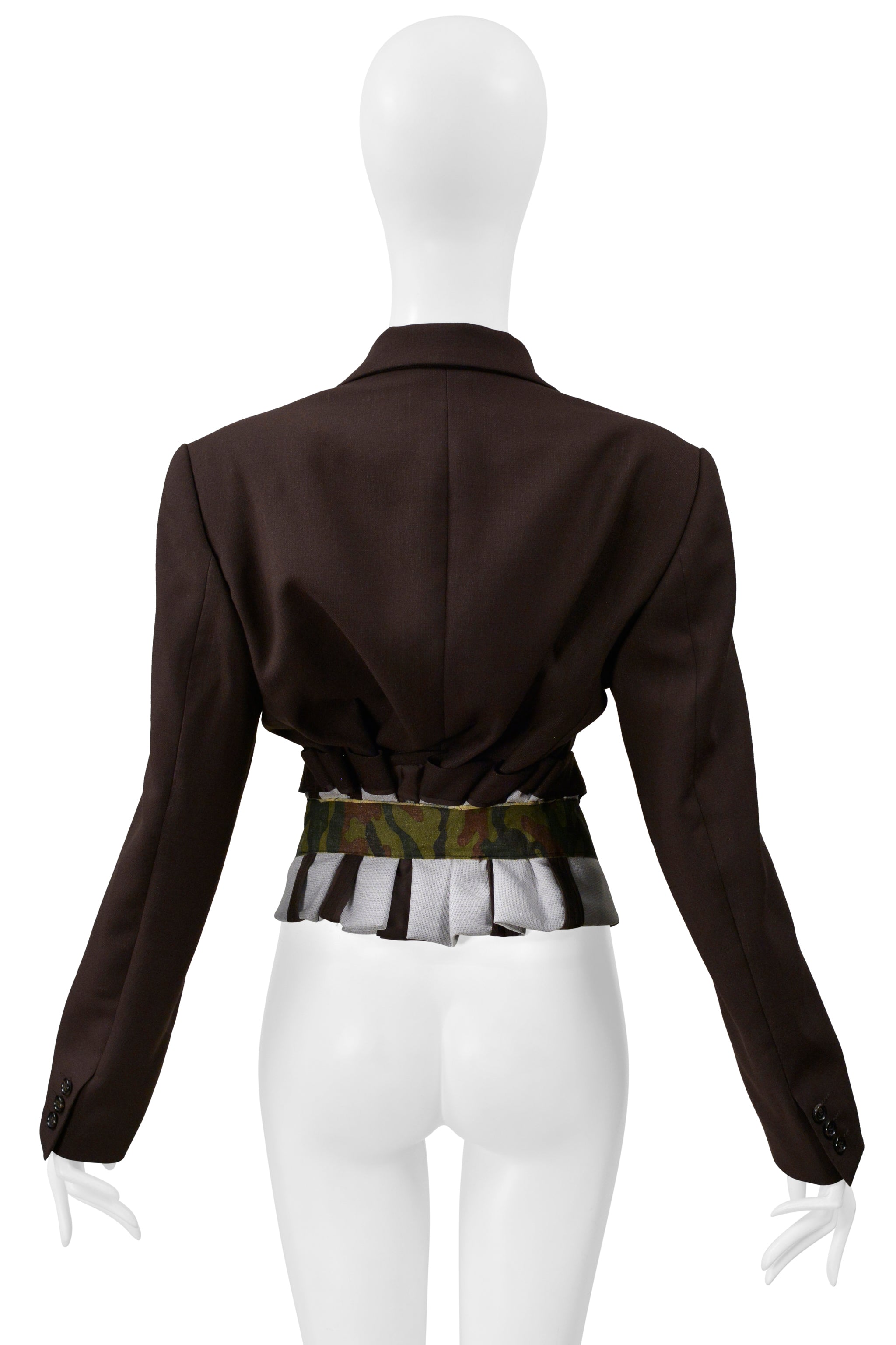 COMME DES GARCONS BROWN SINGLE BREASTED JACKET WITH CAMO TRIM 2001