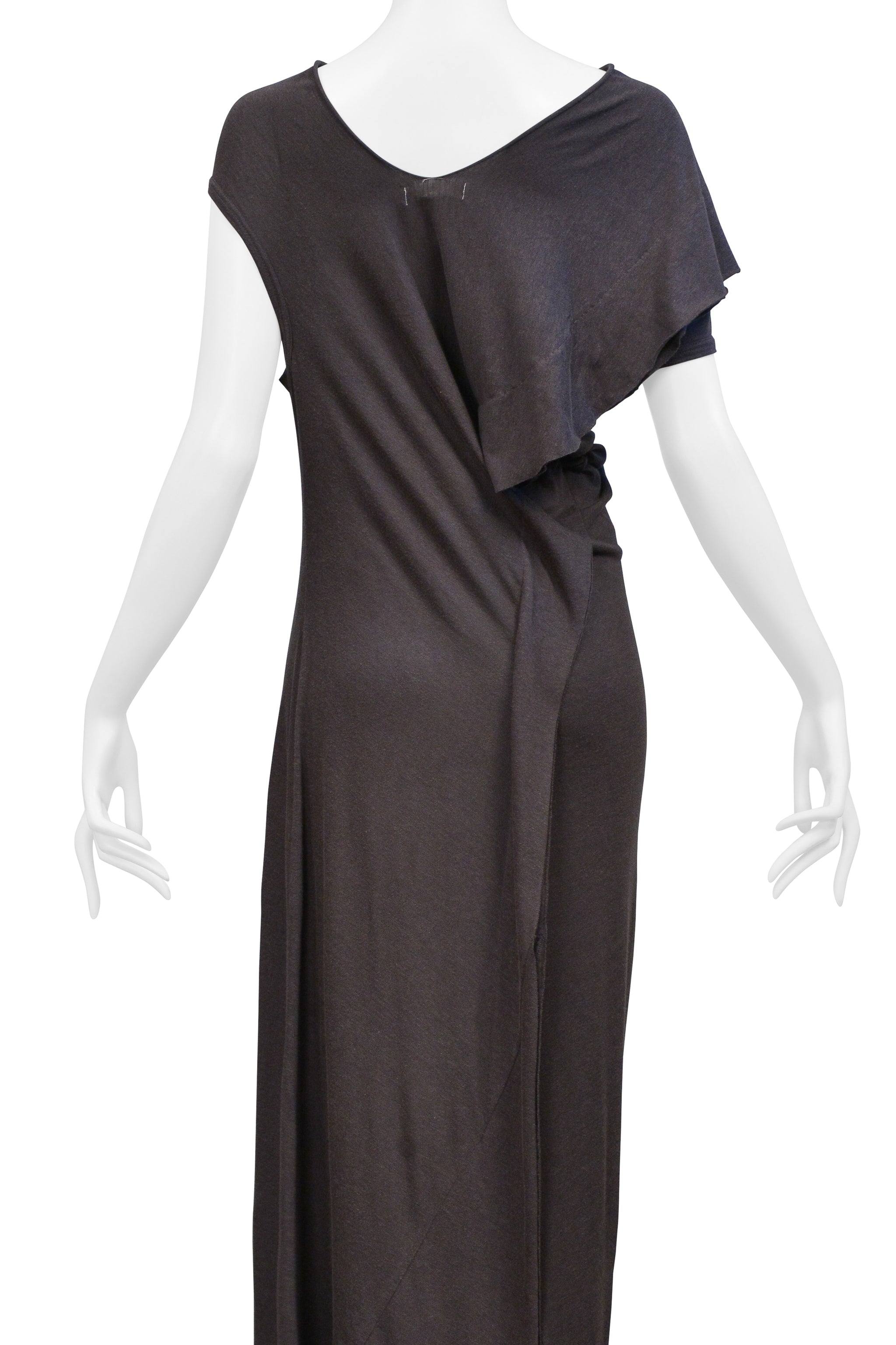 COMME DES GARCONS BROWN MUD COLOR DRESS WITH ASYMMETRICAL RUFFLES 2002