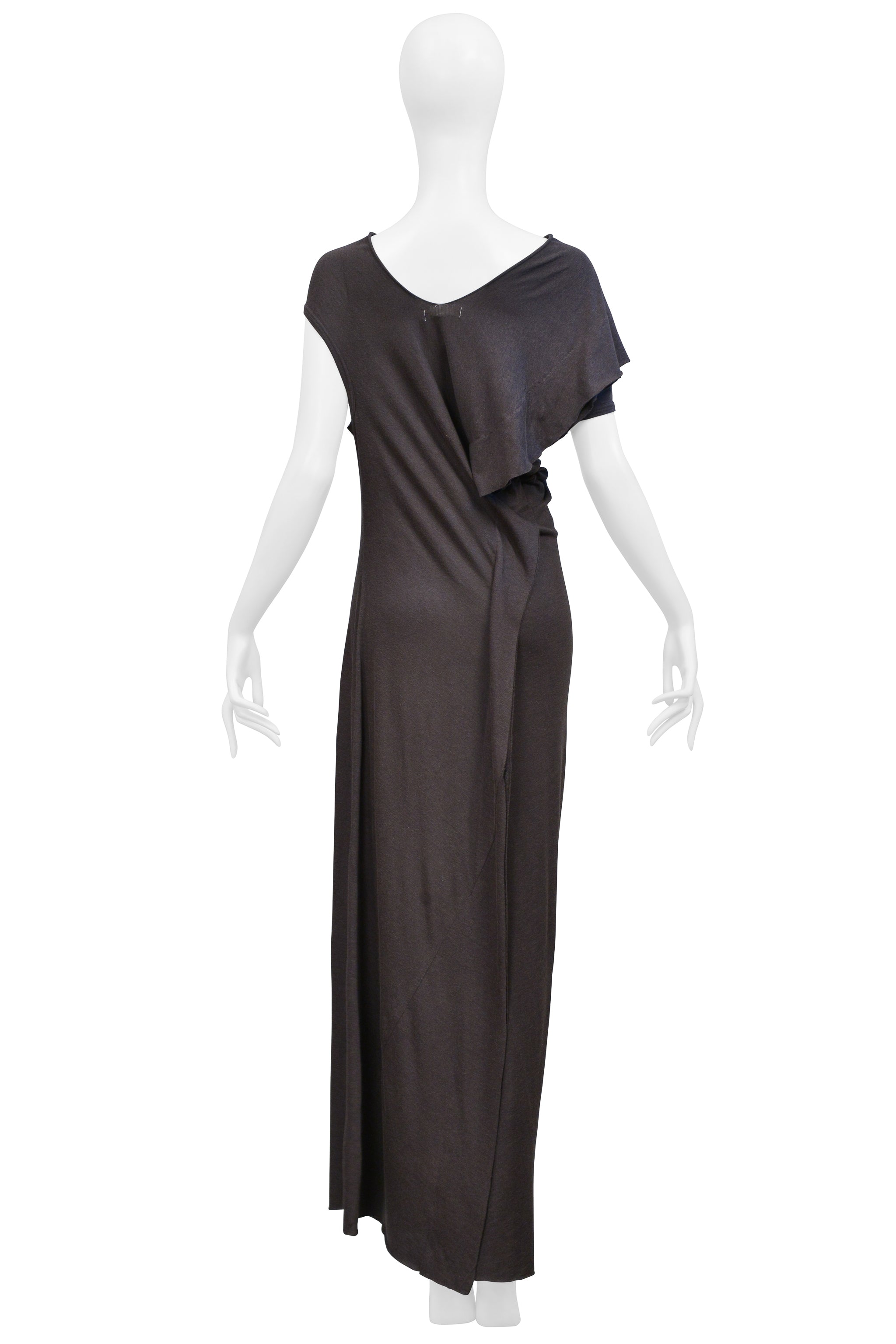 COMME DES GARCONS BROWN MUD COLOR DRESS WITH ASYMMETRICAL RUFFLES 2002