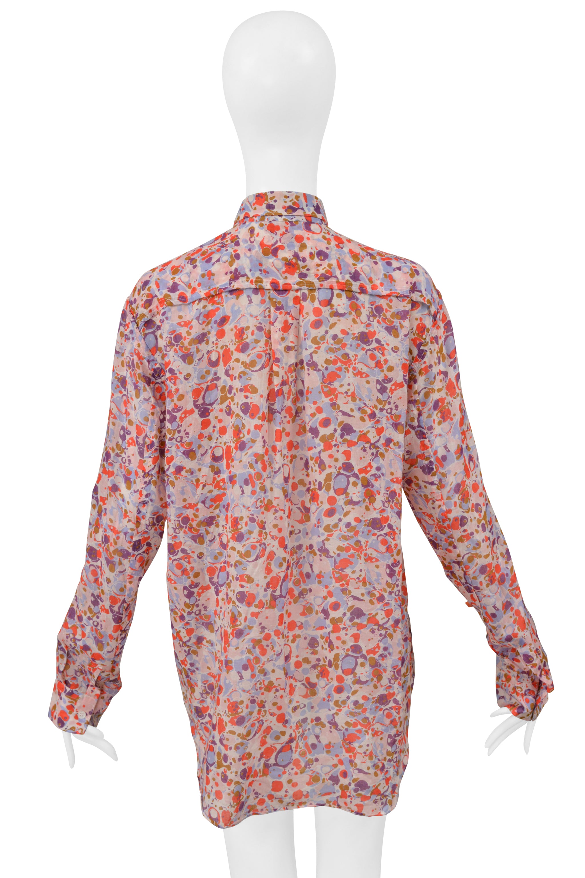 COMME DES GARCONS PINK & RED ABSTRACT PEBBLE PRINT BUTTON DOWN SHIRT 2004