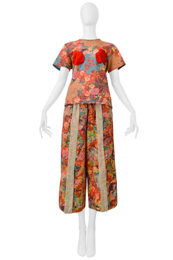 COMME DES GARCONS FLORAL PANT ENSEMBLE WITH 3-D T- SHIRT & PANTS 2004