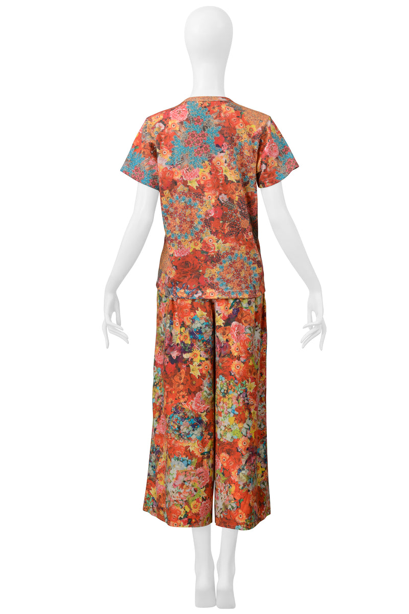 COMME DES GARCONS FLORAL PANT ENSEMBLE WITH 3-D T- SHIRT & PANTS 2004