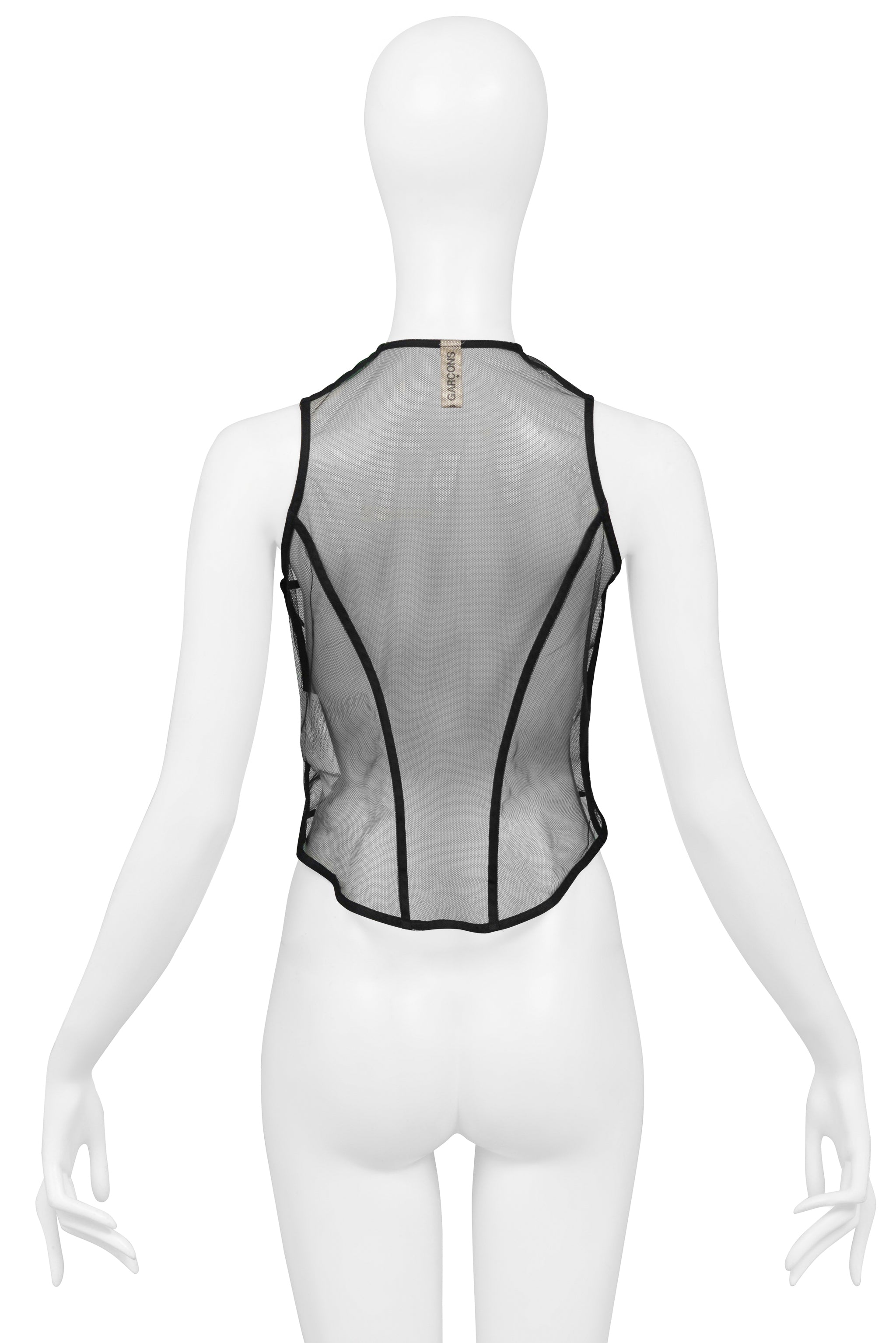 COMME DES GARCONS BLACK TULLE TANK TOP WITH GIANT RHINESTONES 2004