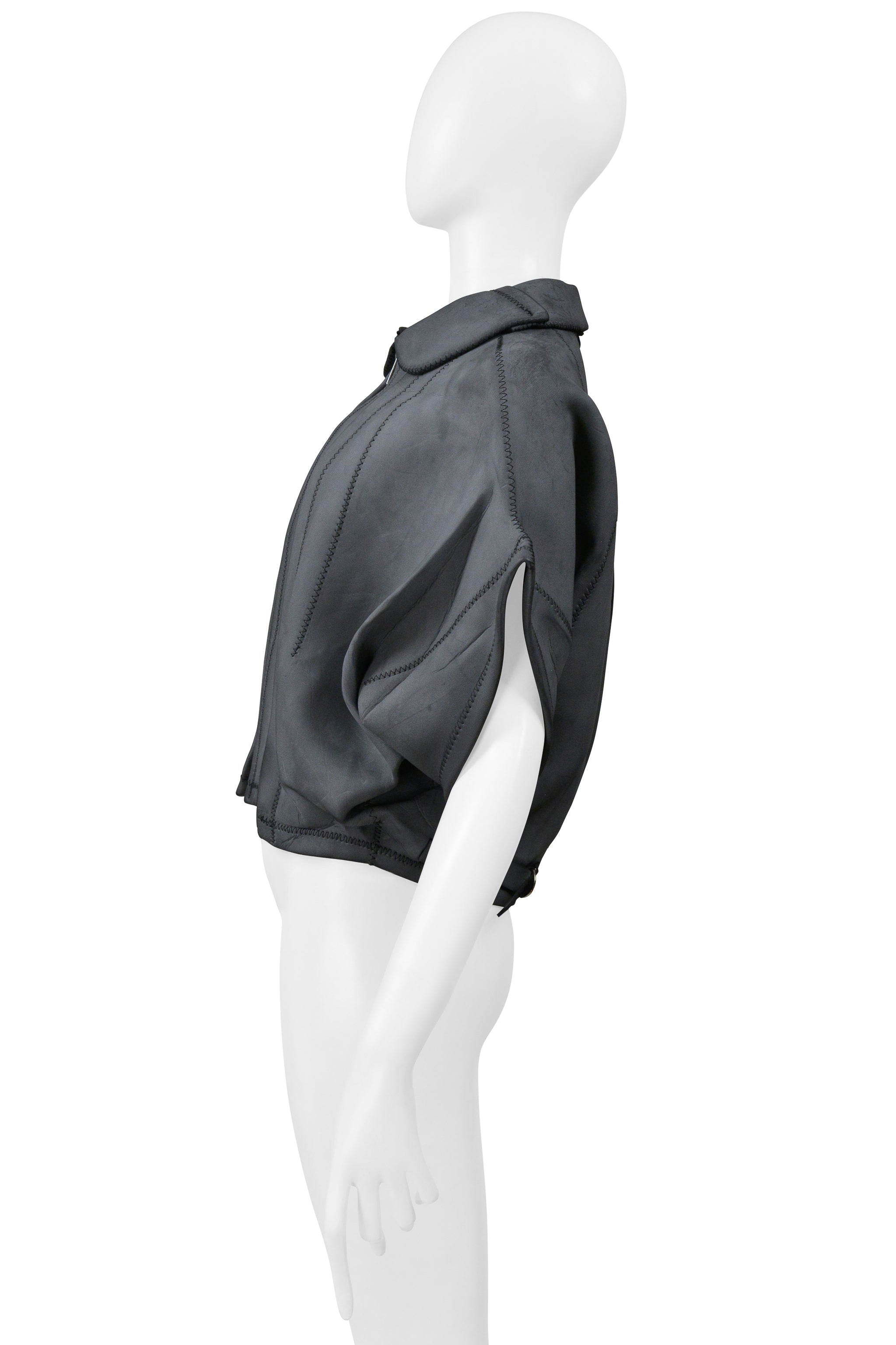COMME DES GARÇONS GREY NEOPRENE RUBBER SCULPTURAL JACKET 2005