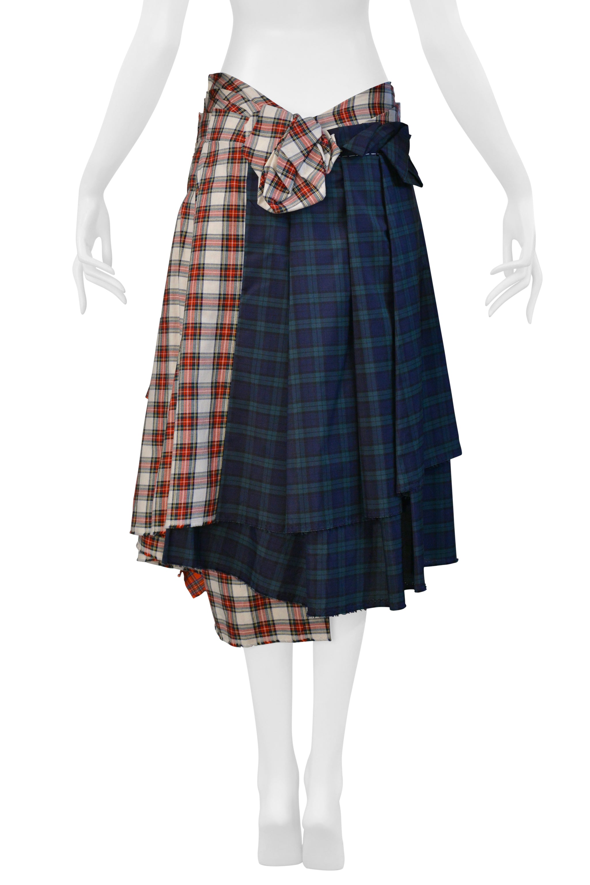 COMME DES GARCONS RECYCLED TARTAN PLAID PLEATED SKIRT 2006