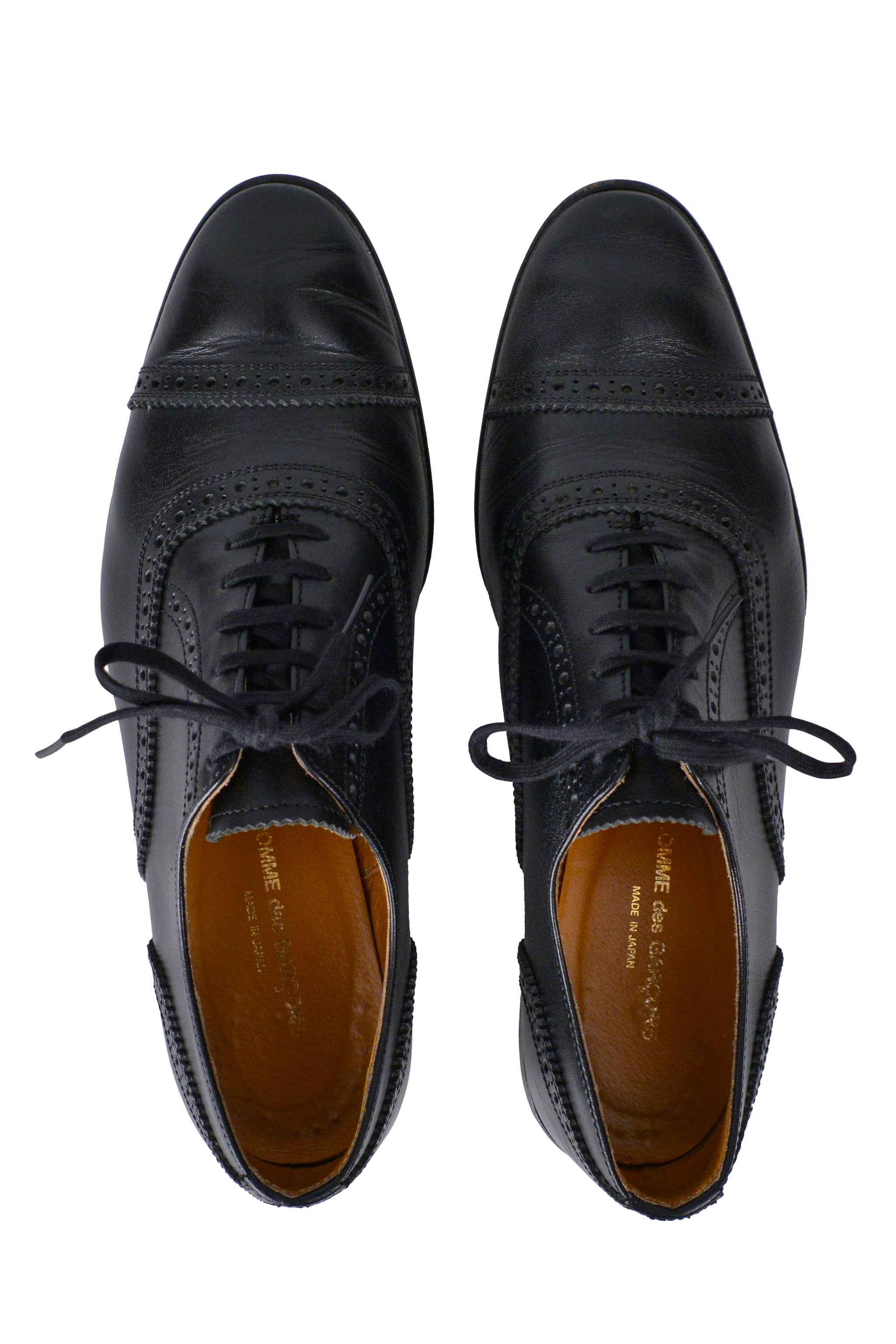 COMME DES GARCONS  BLACK LEATHER LACE UP BROGUE SHOES 2000
