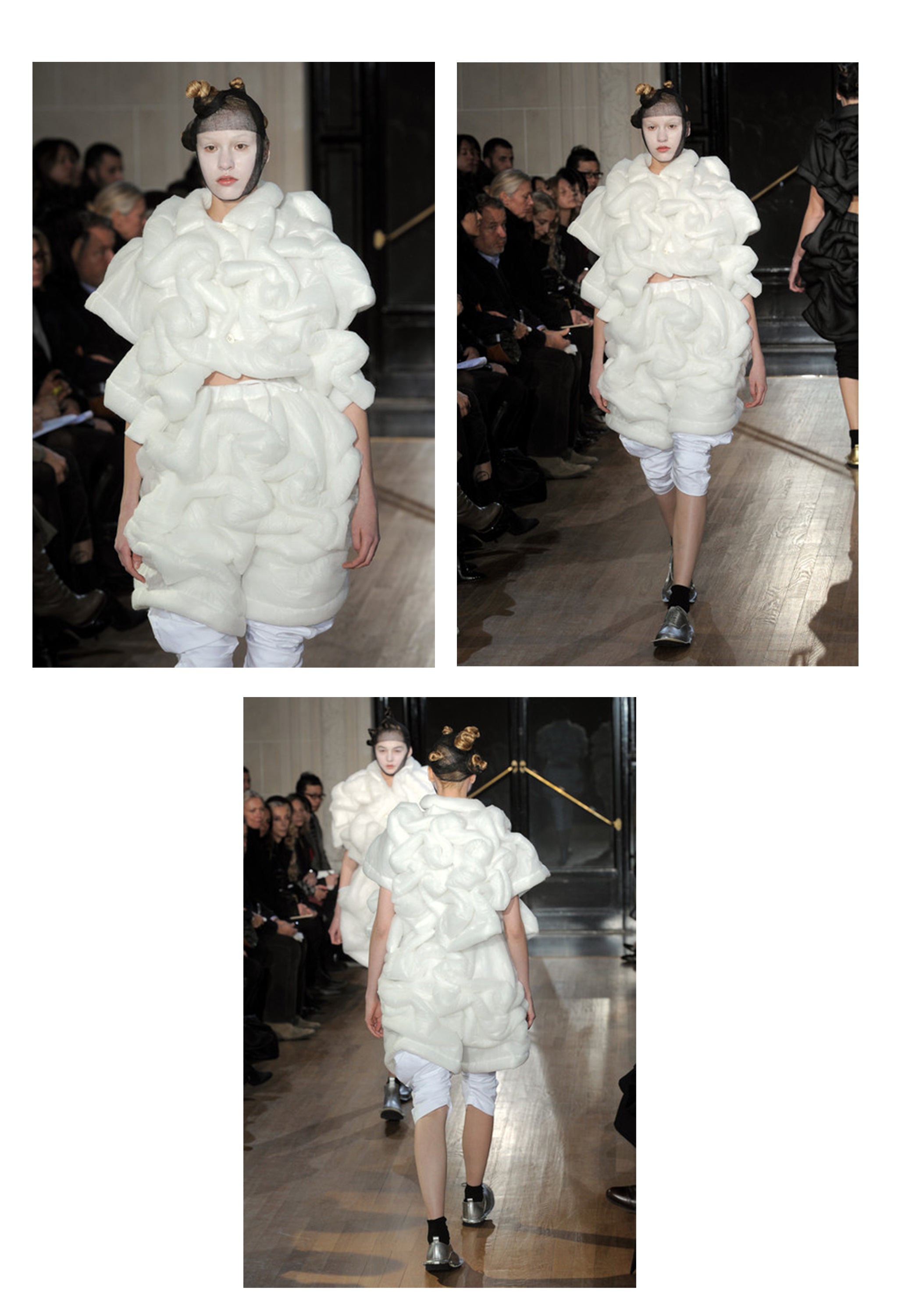 COMME DES GARCONS BLACK PADDED "COIL" SHORTS 2010