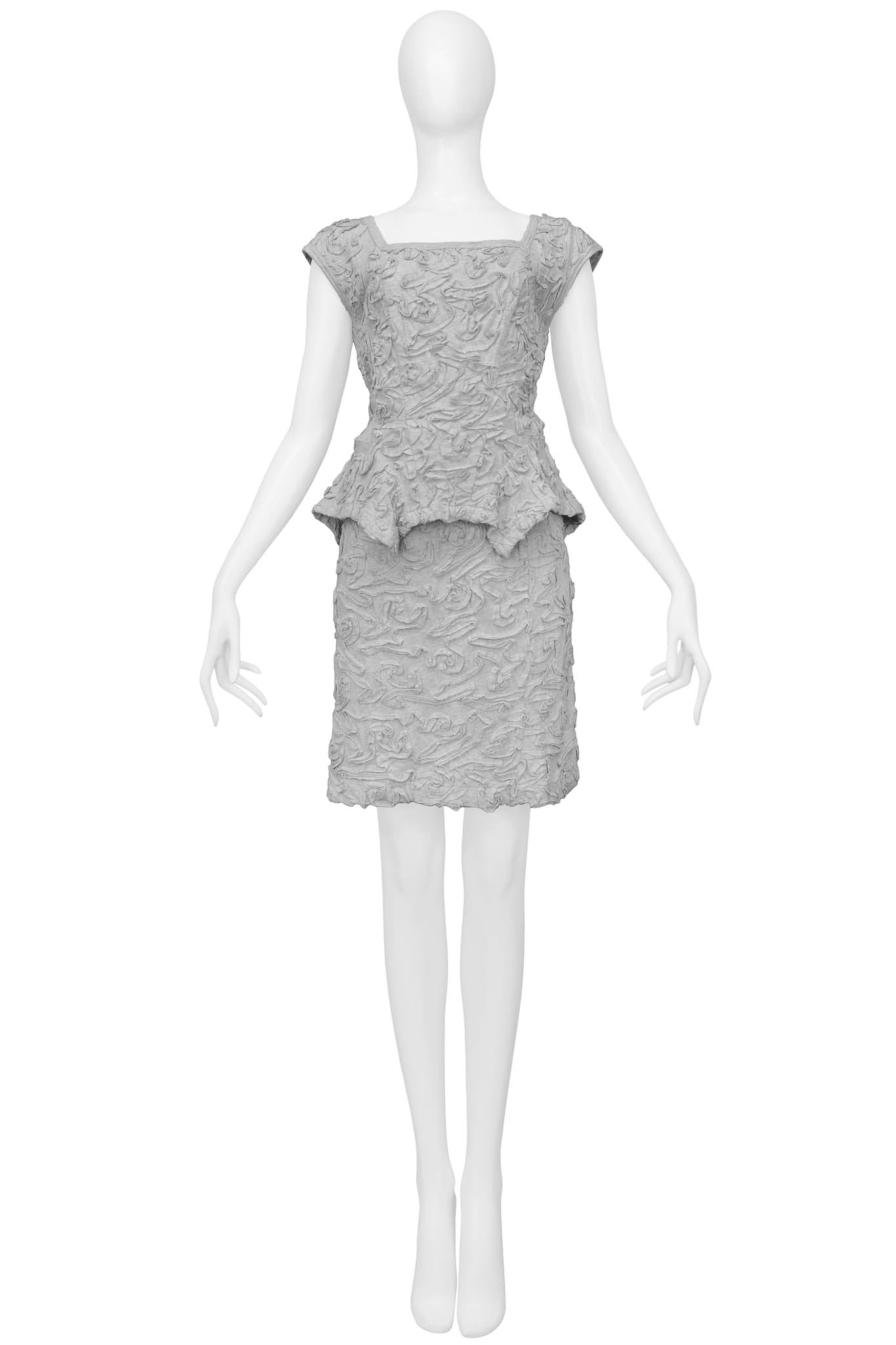 COMME DES GARCONS GREY RIBBON COTTON TOP & SKIRT ENSEMBLE