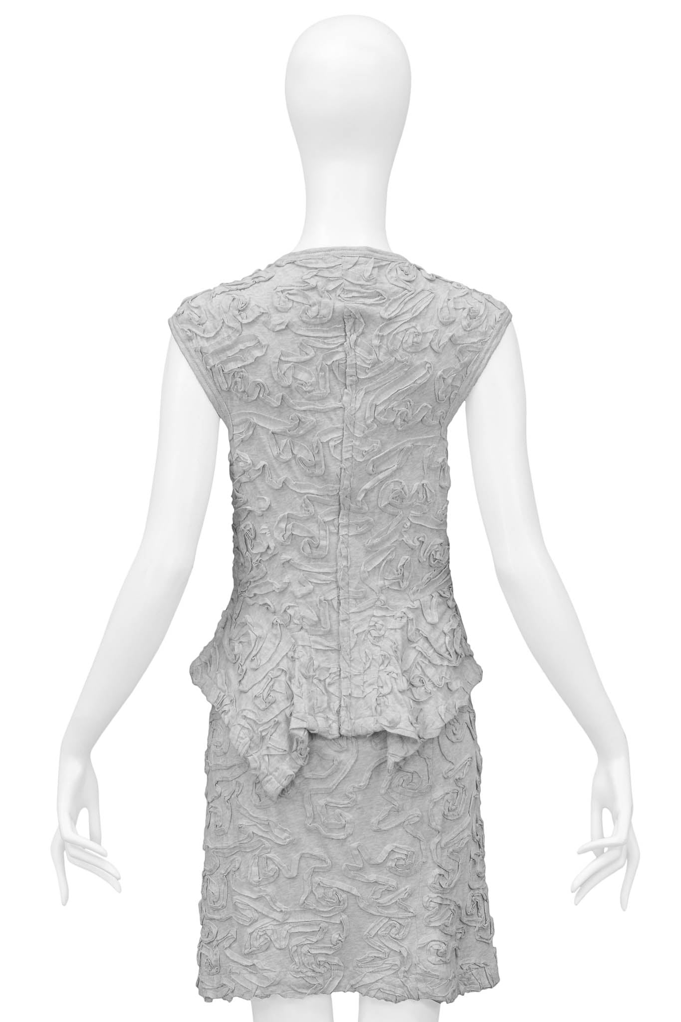 COMME DES GARCONS GREY RIBBON COTTON TOP & SKIRT ENSEMBLE