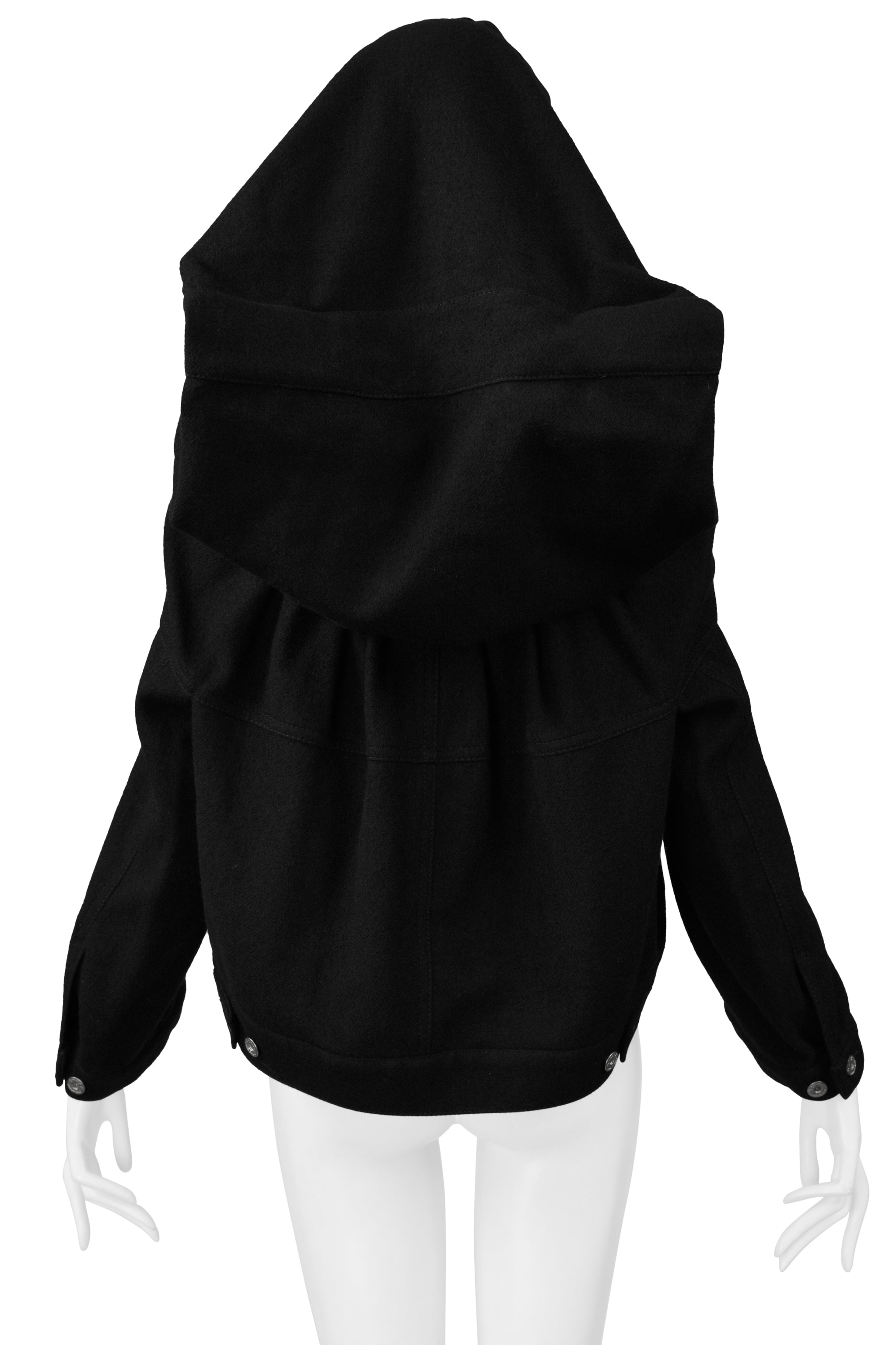 TAO FOR COMME DES GARCONS BLACK WOOL JACKET WITH FRONT POCKETS WITH GIANT HOOD 2010