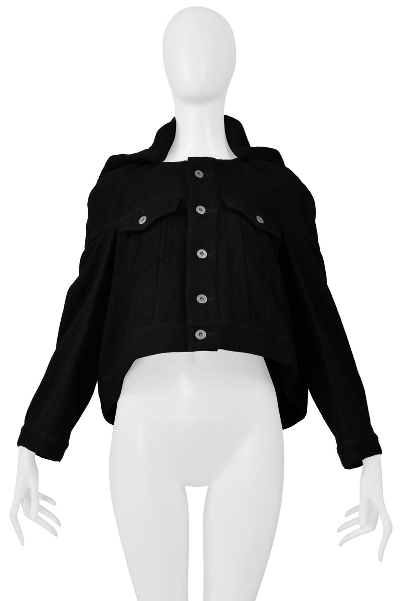 TAO FOR COMME DES GARCONS BLACK WOOL JACKET WITH FRONT POCKETS WITH GIANT HOOD 2010