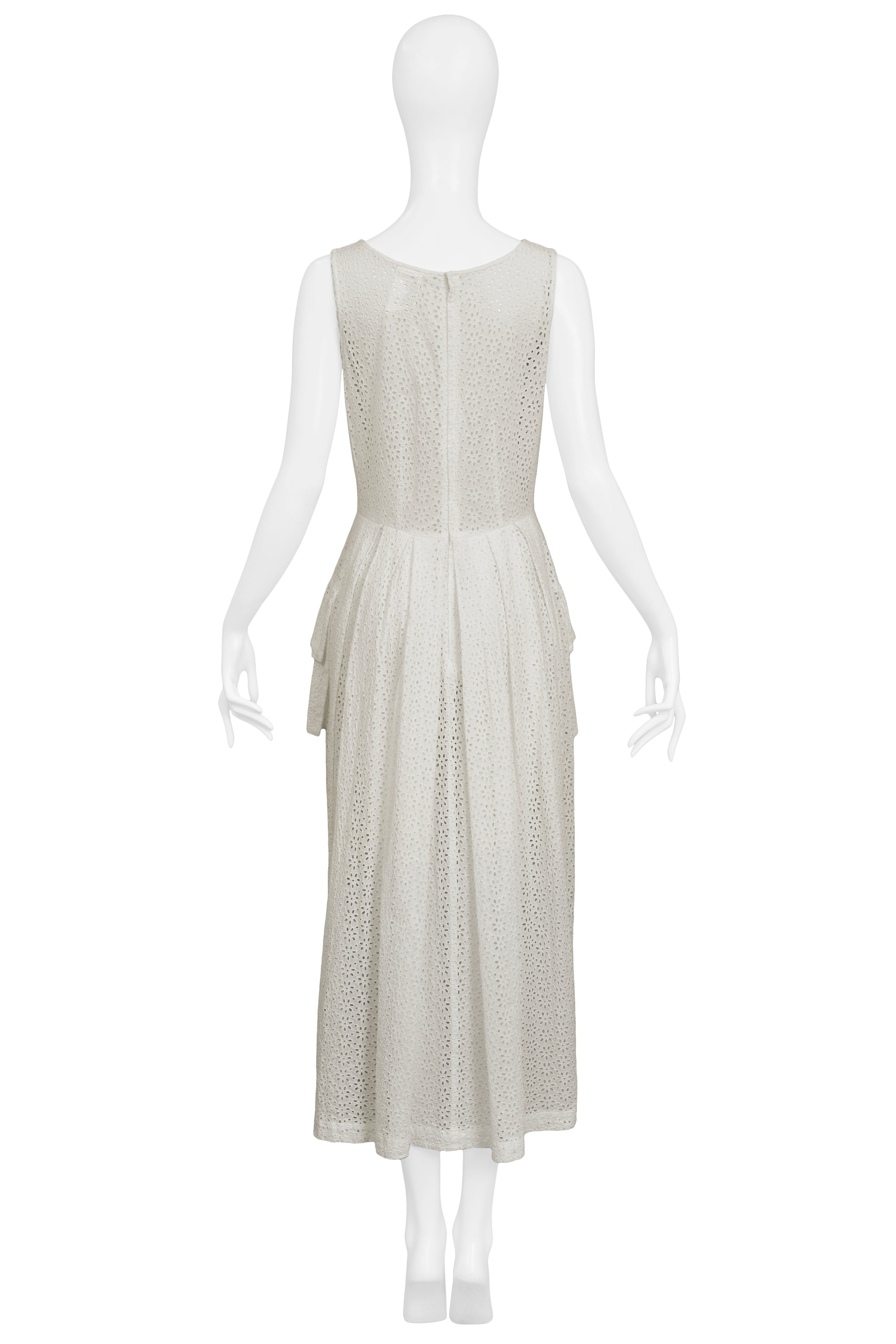 COMME DES GARCONS OFF WHITE EYELET LACE POCKET DRESS 2000