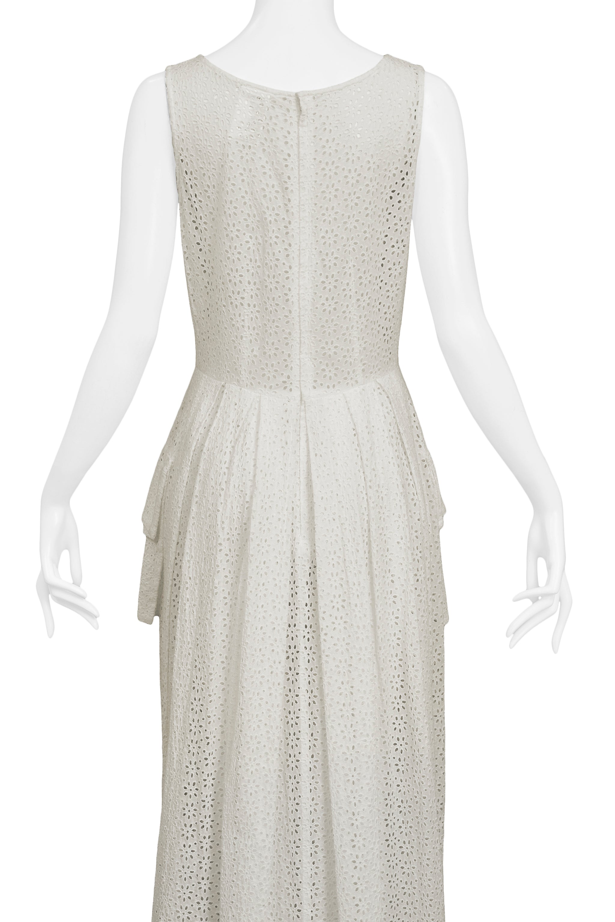 COMME DES GARCONS OFF WHITE EYELET LACE POCKET DRESS 2000