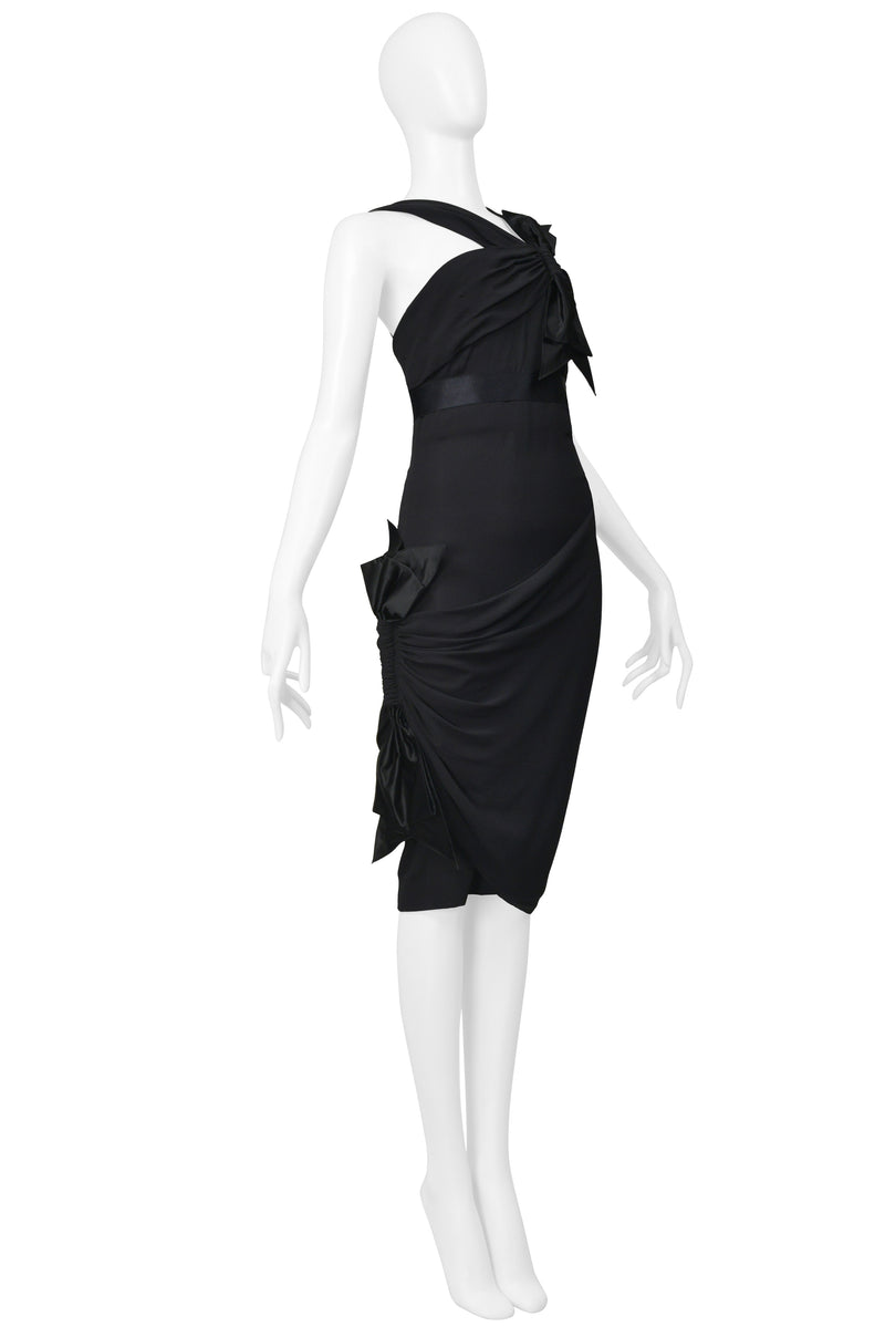 CHANEL BLACK COCKTAIL DRESS WITH BOWS 2007