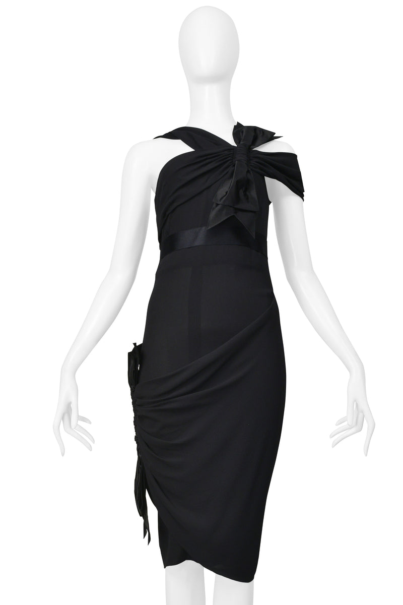 CHANEL BLACK COCKTAIL DRESS WITH BOWS 2007