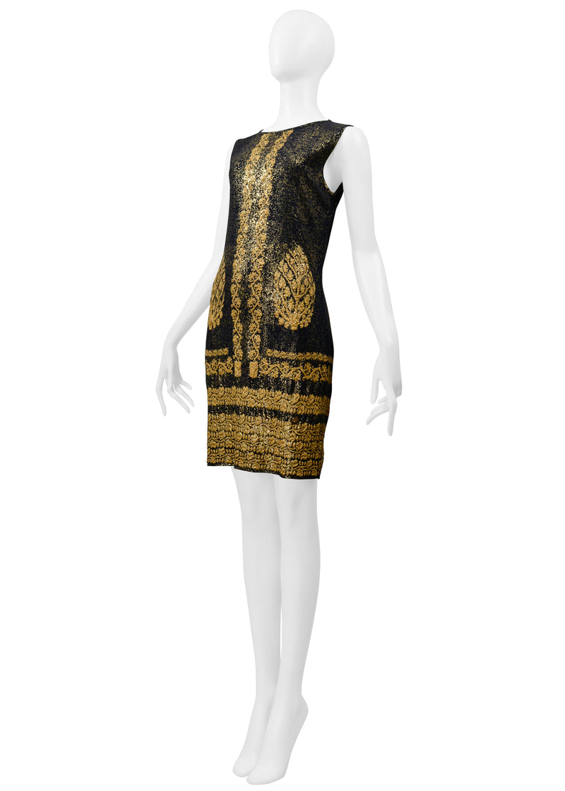 CHANEL BLACK & GOLD METALLIC MINI DRESS 2010