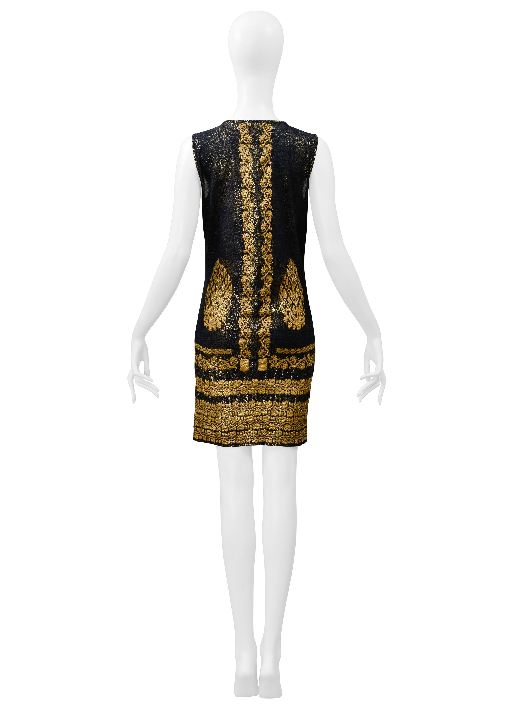 CHANEL BLACK & GOLD METALLIC MINI DRESS 2010