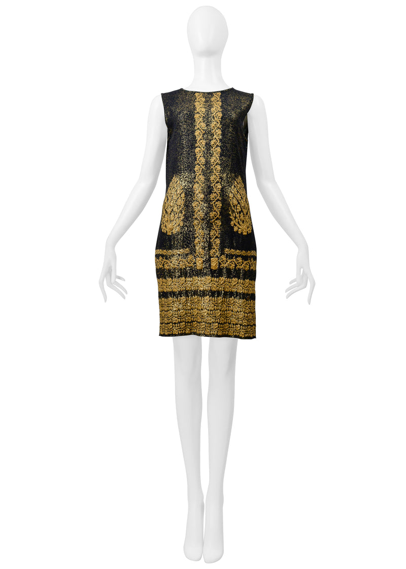 CHANEL BLACK & GOLD METALLIC MINI DRESS 2010