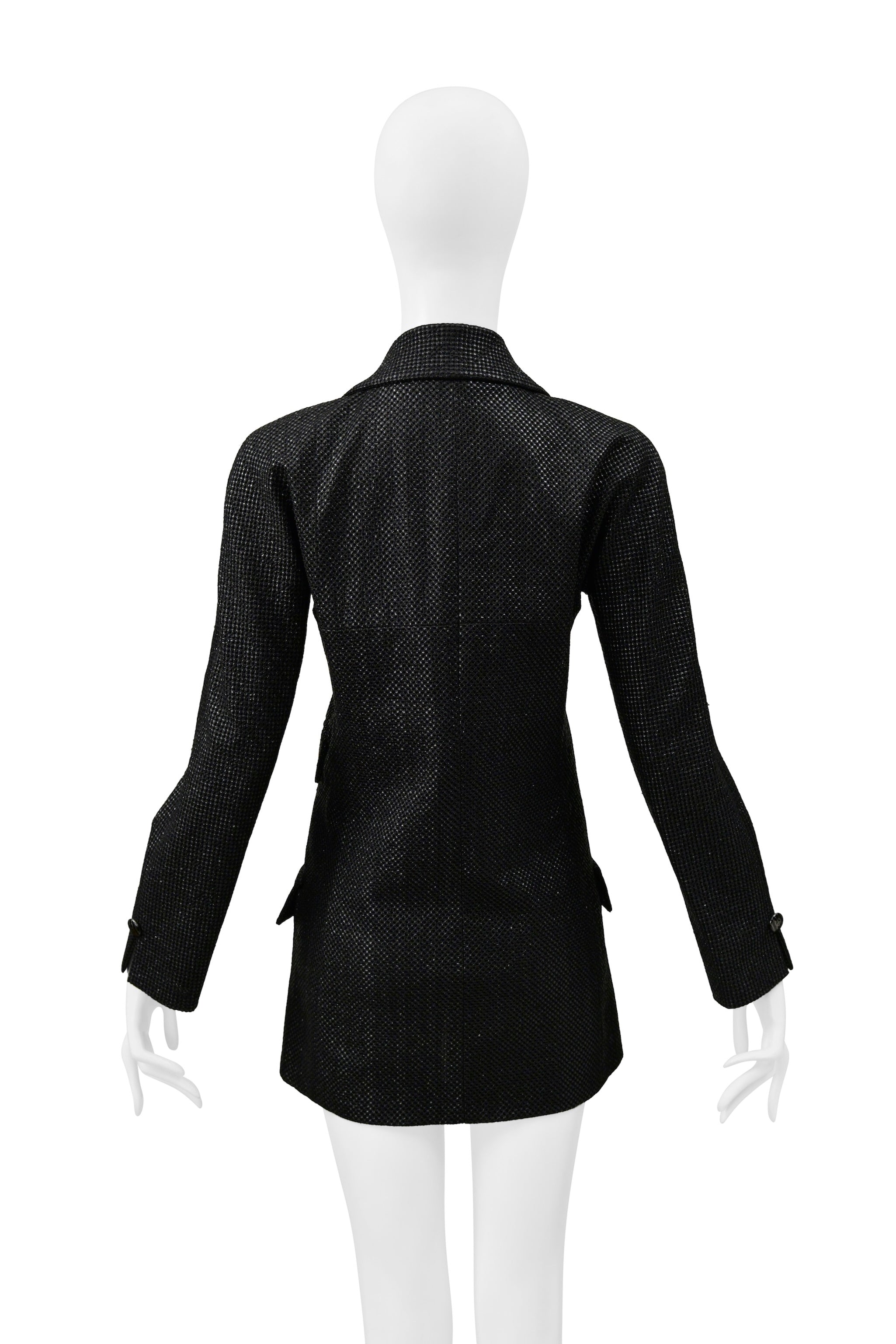 CHANEL BLACK LUREX ONE BUTTON JACKET 2011