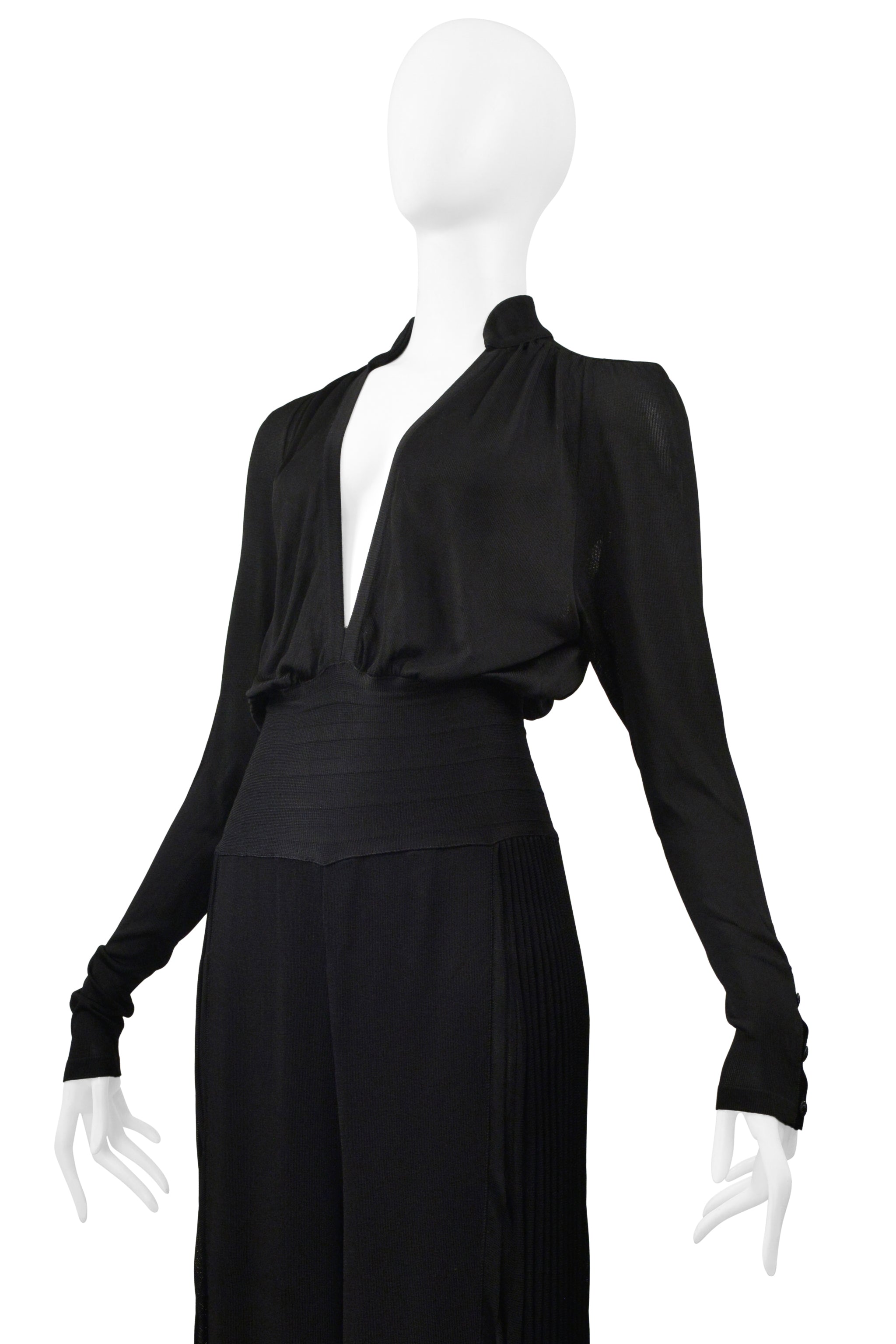 CHANEL BY KARL LAGERFELD BLACK VISCOSE JERSEY JUMPSUIT 2008