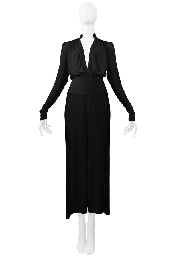 CHANEL BLACK VISCOSE JERSEY JUMPSUIT 2008