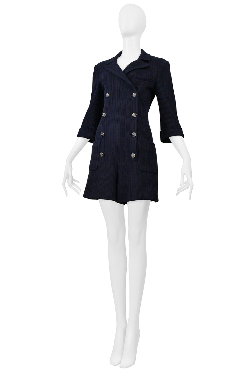 CHANEL BY KARL LAGERFELD NAVY BLUE SUITING ROMPER