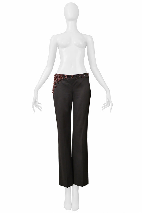 CHLOE FW 2001 STELLA MCCARTNEY GREY PANTS WITH PEARL DETAIL