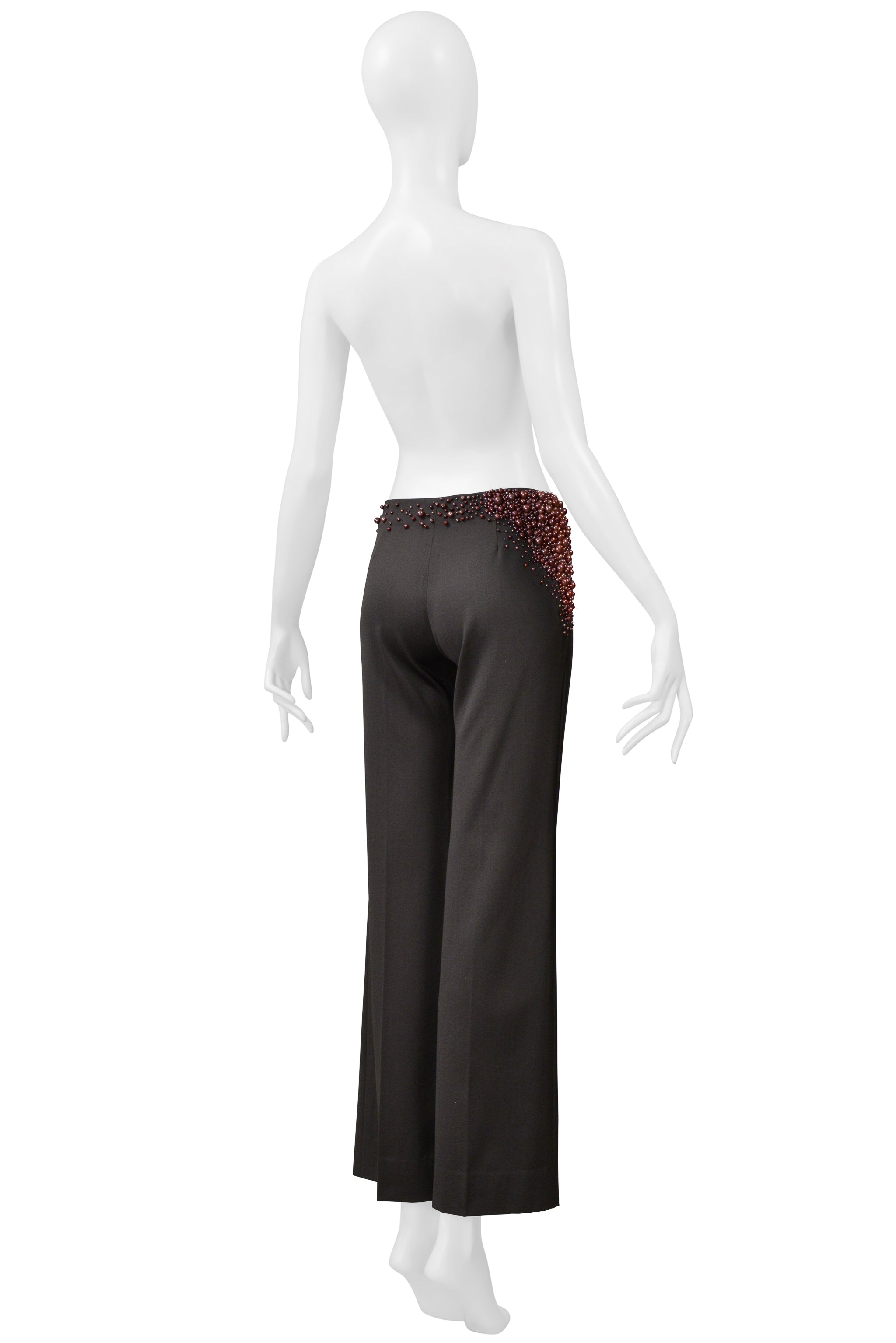 CHLOE FW 2001 STELLA MCCARTNEY GREY PANTS WITH PEARL DETAIL