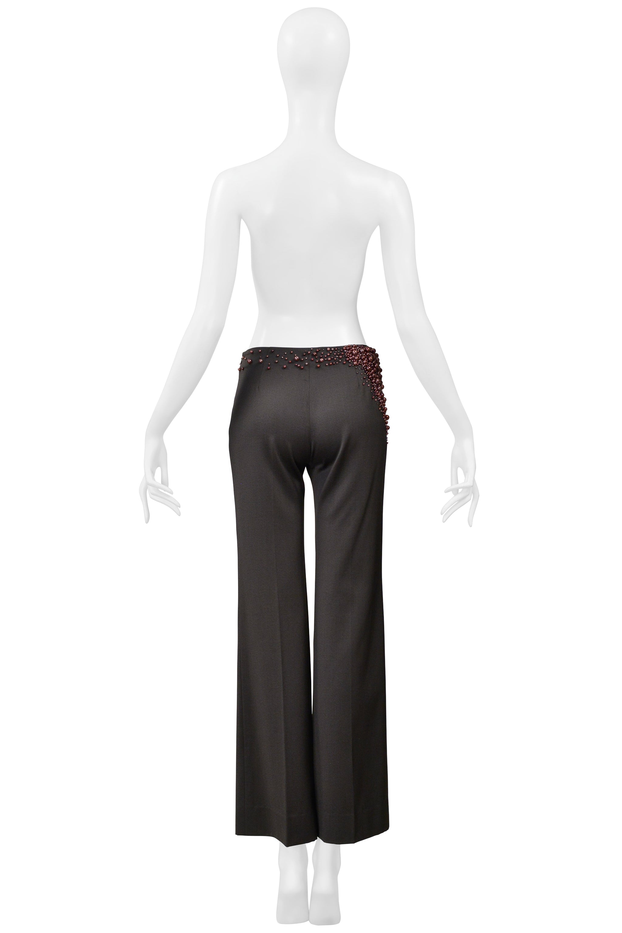 CHLOE FW 2001 STELLA MCCARTNEY GREY PANTS WITH PEARL DETAIL
