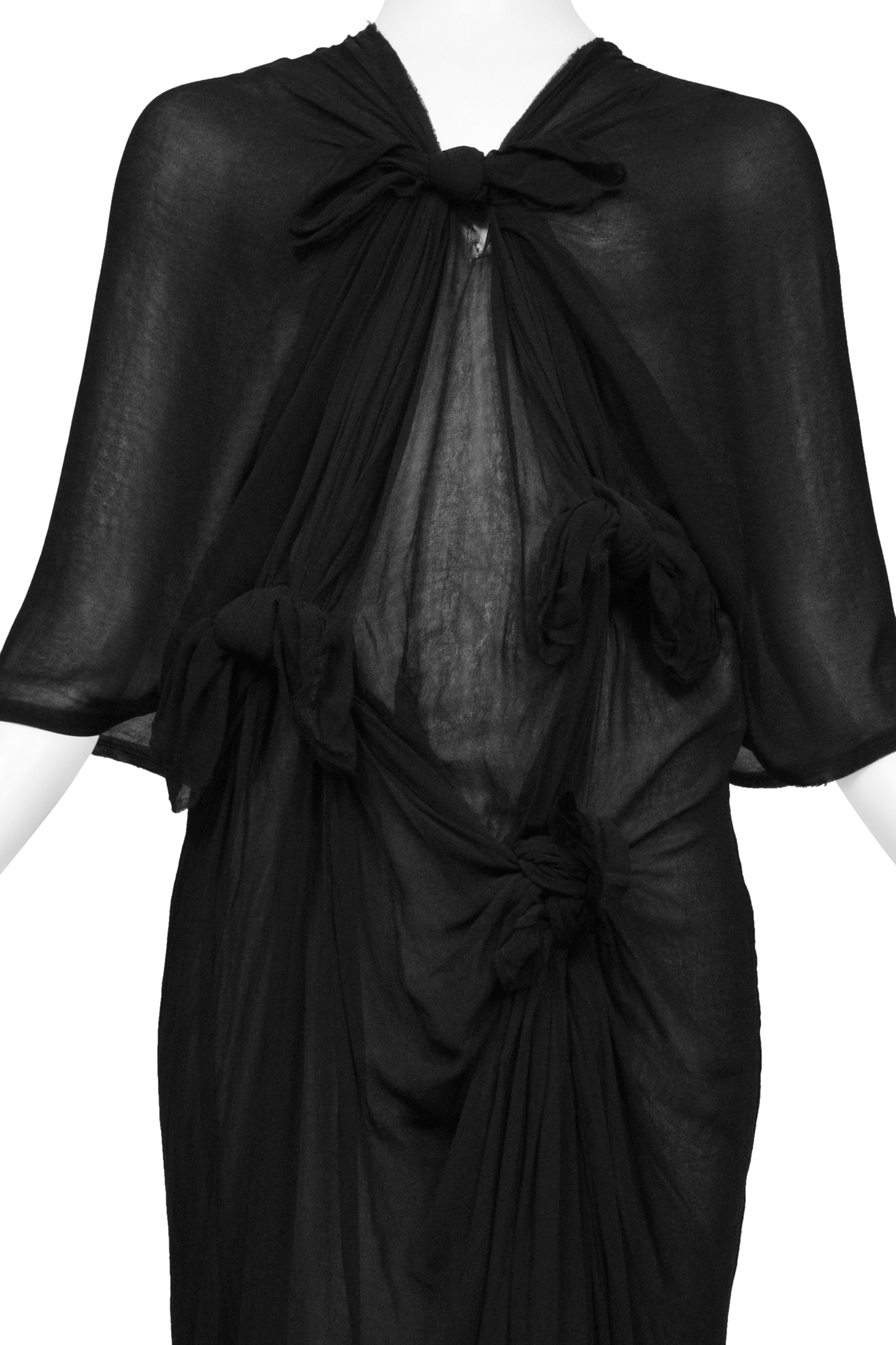 COMME DES GARCONS SHEER BLACK DRESS WITH KNOTS