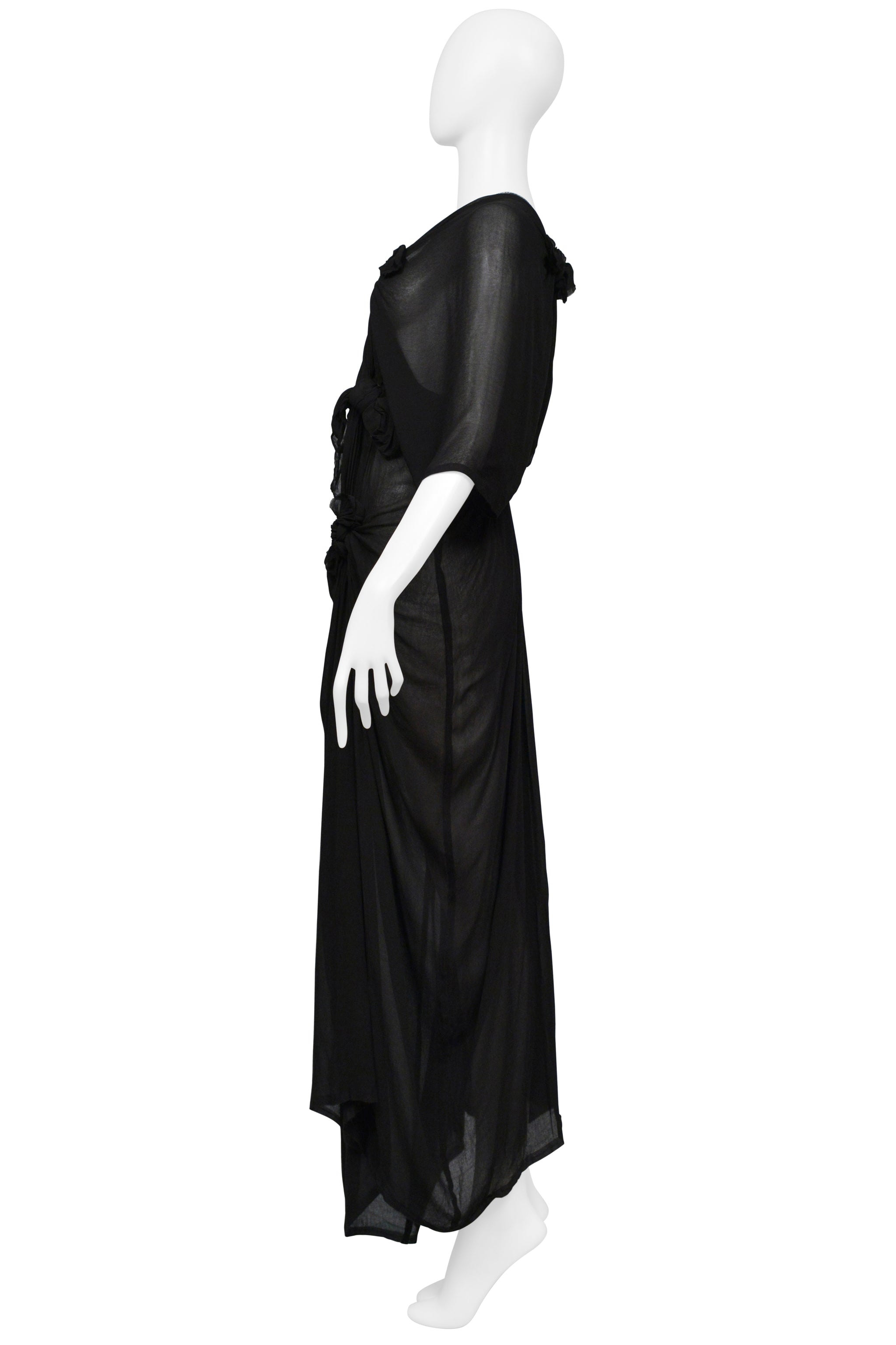 COMME DES GARCONS SHEER BLACK DRESS WITH KNOTS