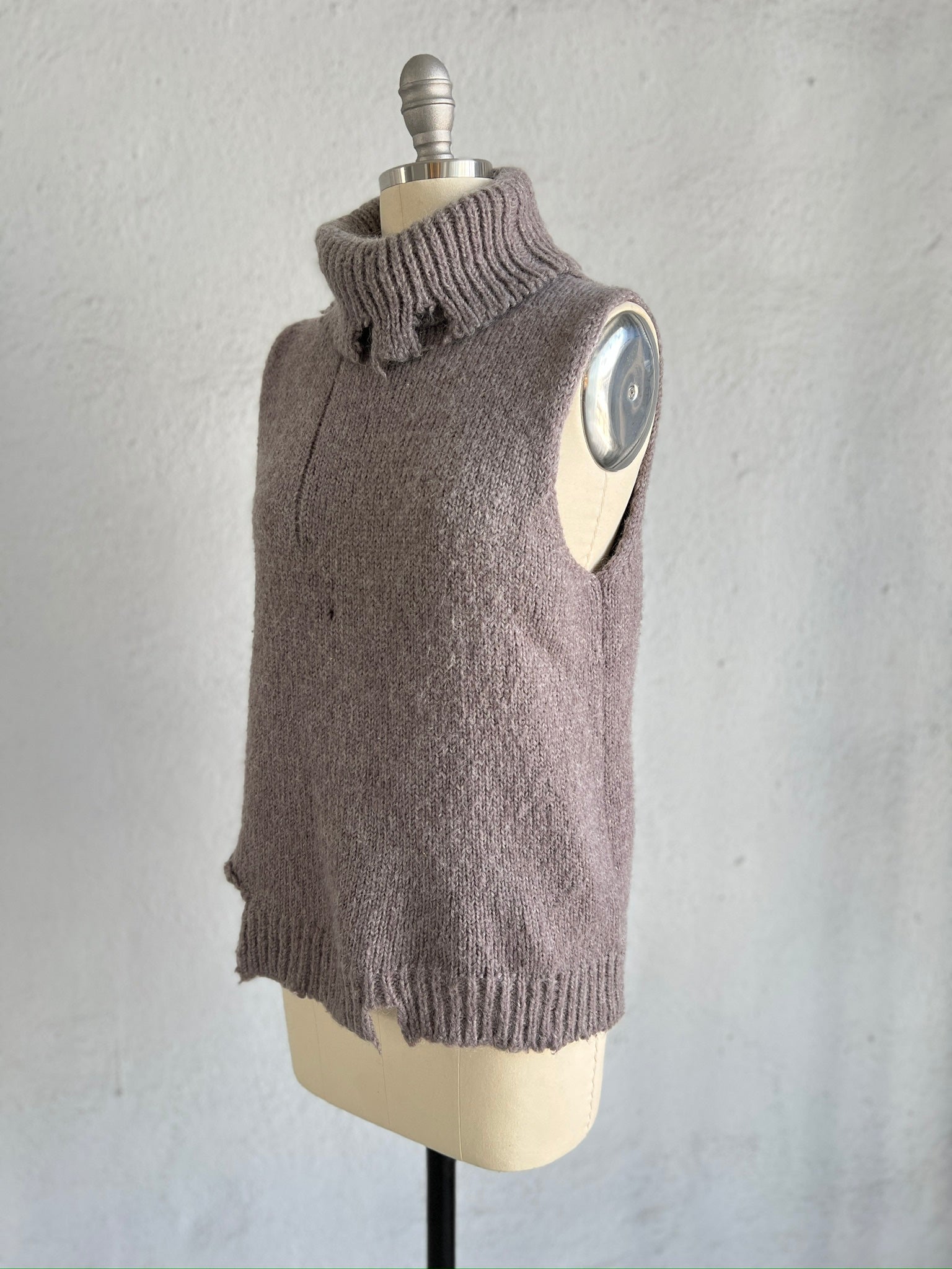 MAISON MARTIN MARGIELA MAUVE DECONSTRUCTED SWEATER WITH HIGH NECK 2001