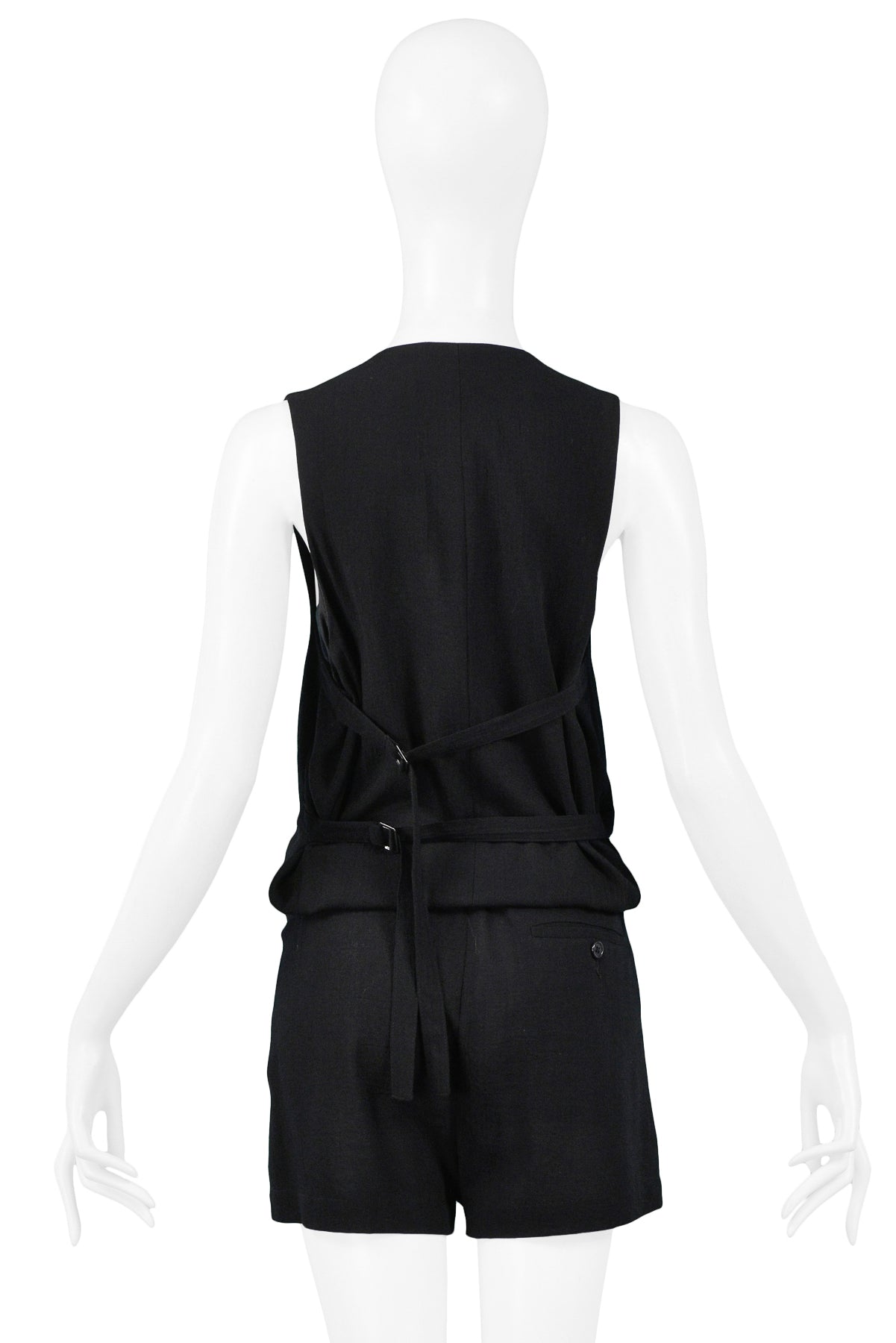 ANN DEMEULEMEESTER BLACK BUTTON FRONT SUIT ROMPER