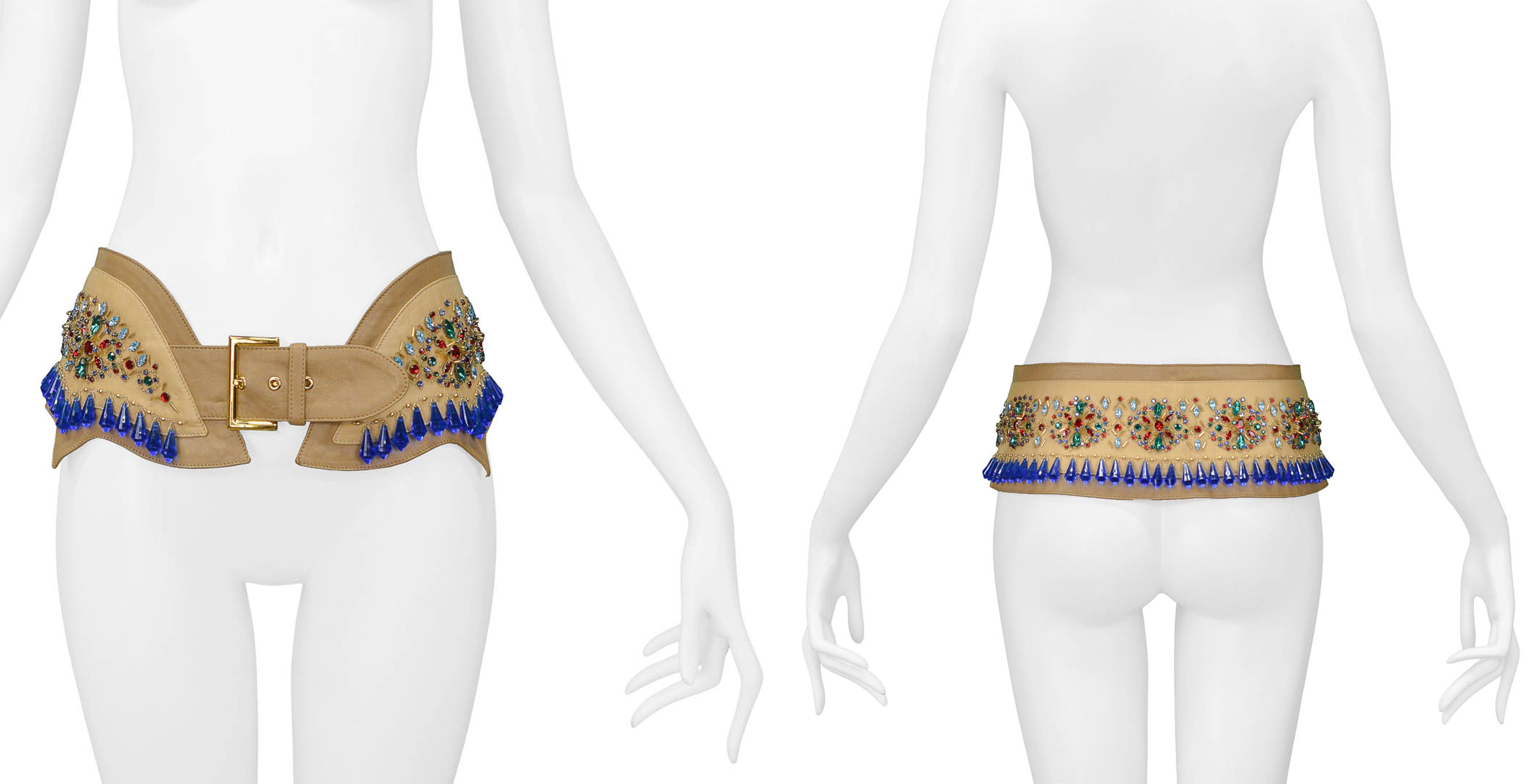 DOLCE & GABBANA CRYSTAL LEATHER BELT