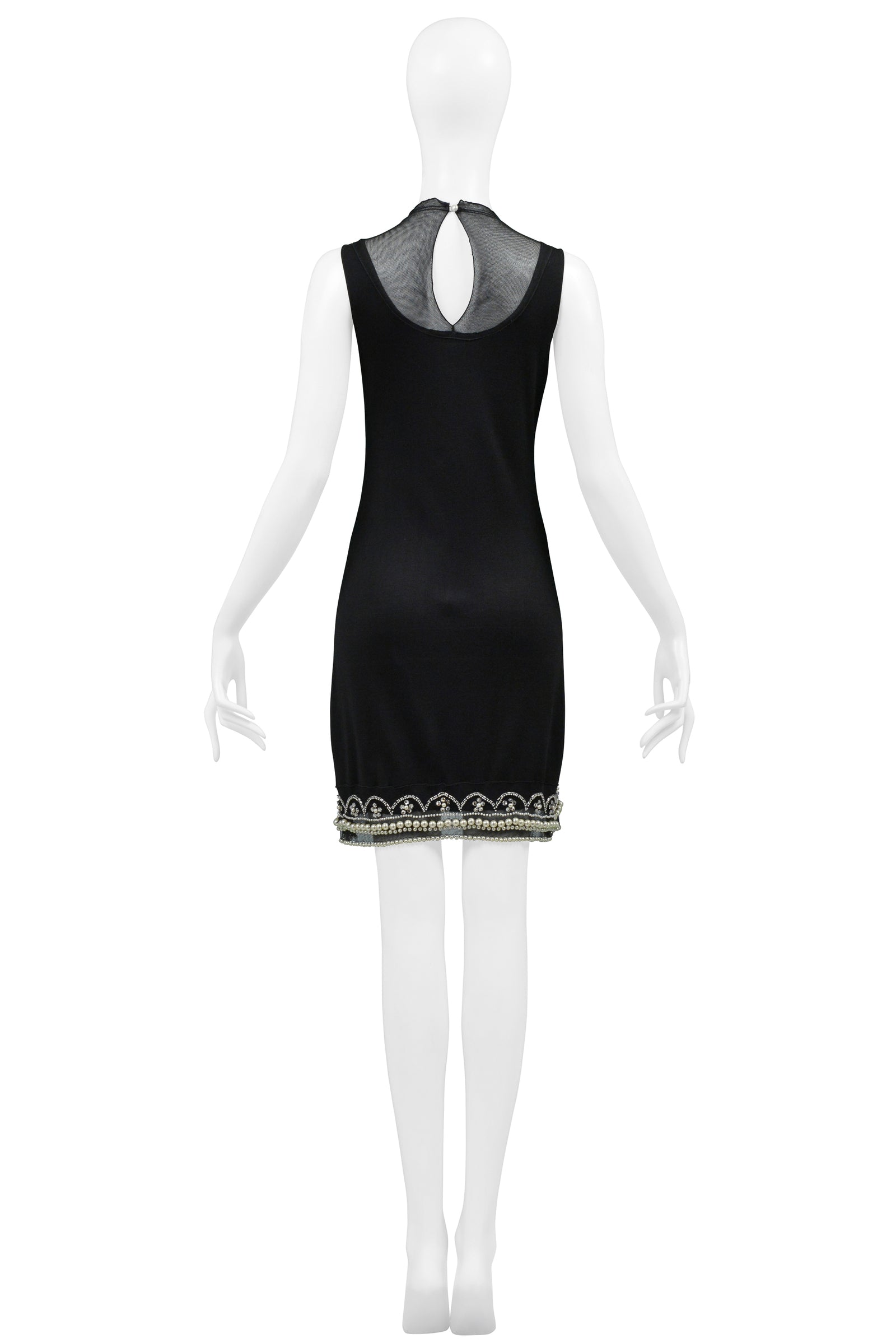 CHRISTIAN DIOR BY JOHN GALLIANO BLACK SILK DRESS WITH PEARLS