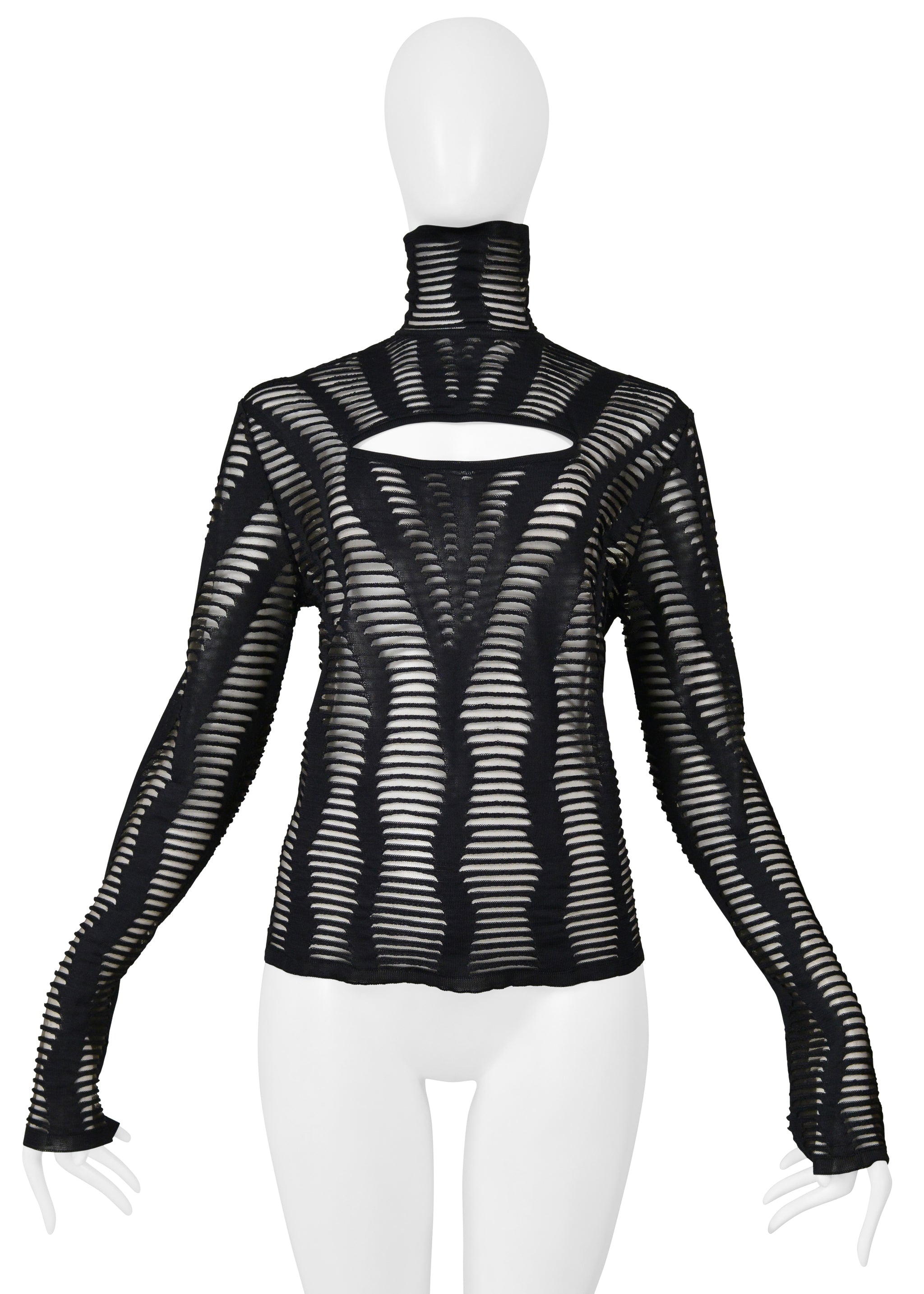 CHRISTIAN DIOR BY JOHN GALLIANO BLACK CUTOUT KNIT TOP 2003